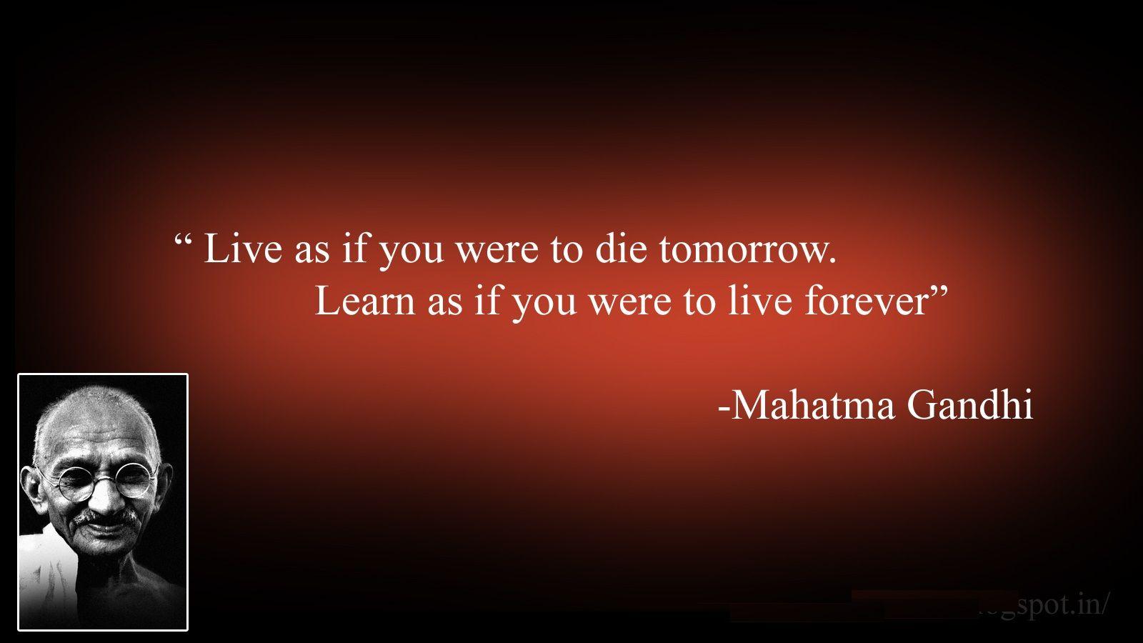 1600x900 Mahatma Gandhi Wallpaper With Quote On Life And Learning