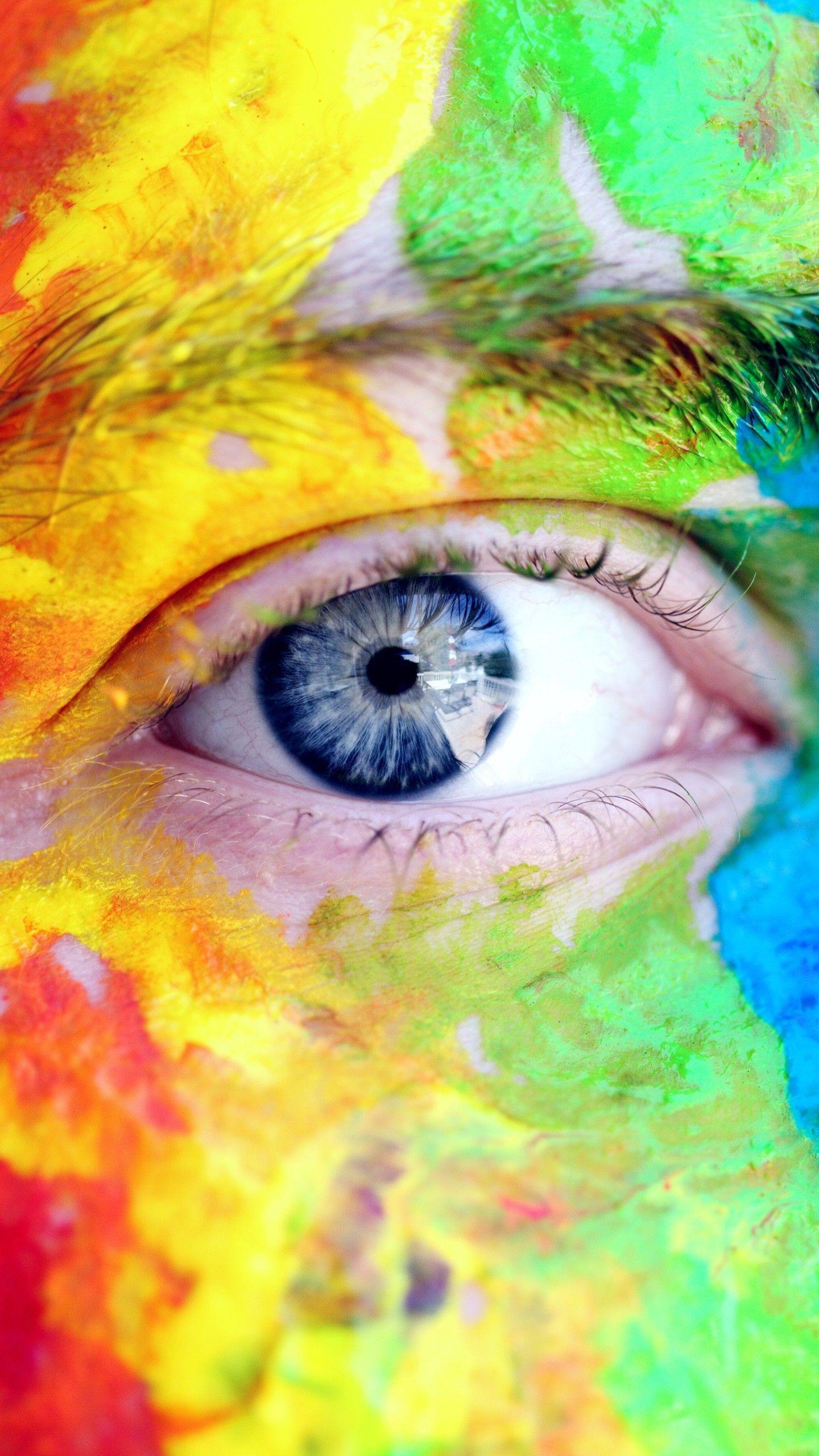 1440x2560 Colorful Paint on Face 5K Wallpaper