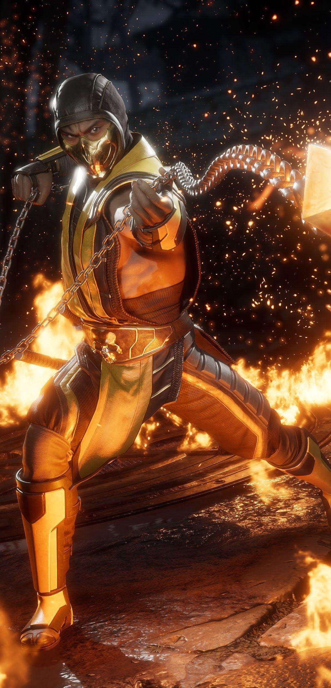 1080x2246 Scorpion Mortal Kombat 11 8K Wallpaper