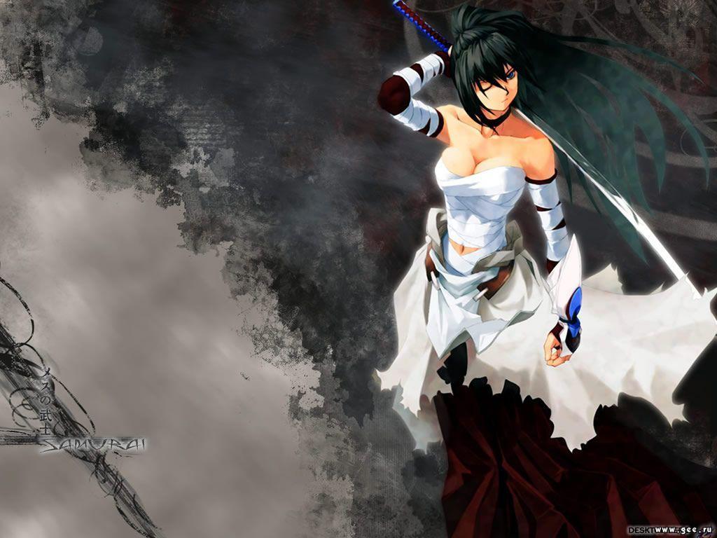 1024x768 Female Samurai Anime Wallpaper