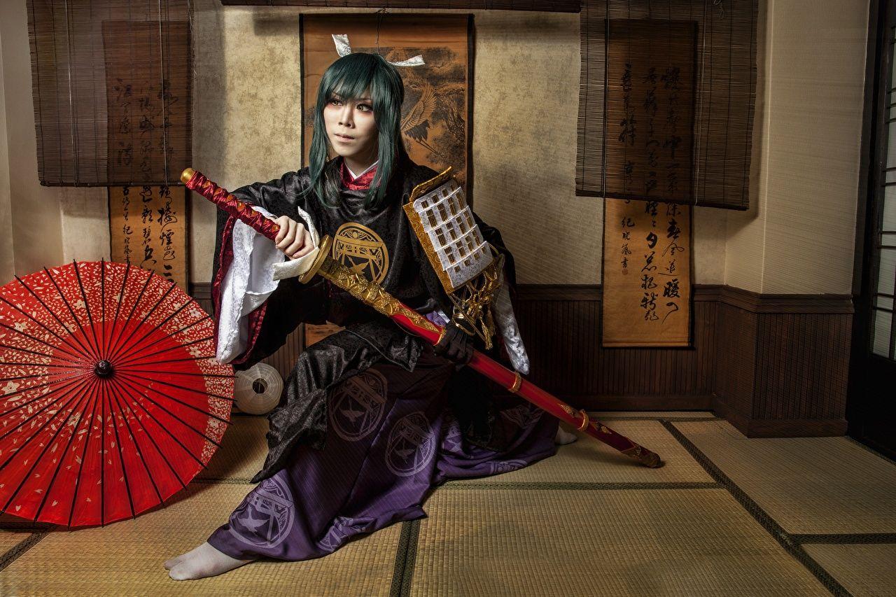 1280x853 Wallpaper Sabre Swords Samurai warrior Katana Kimono female