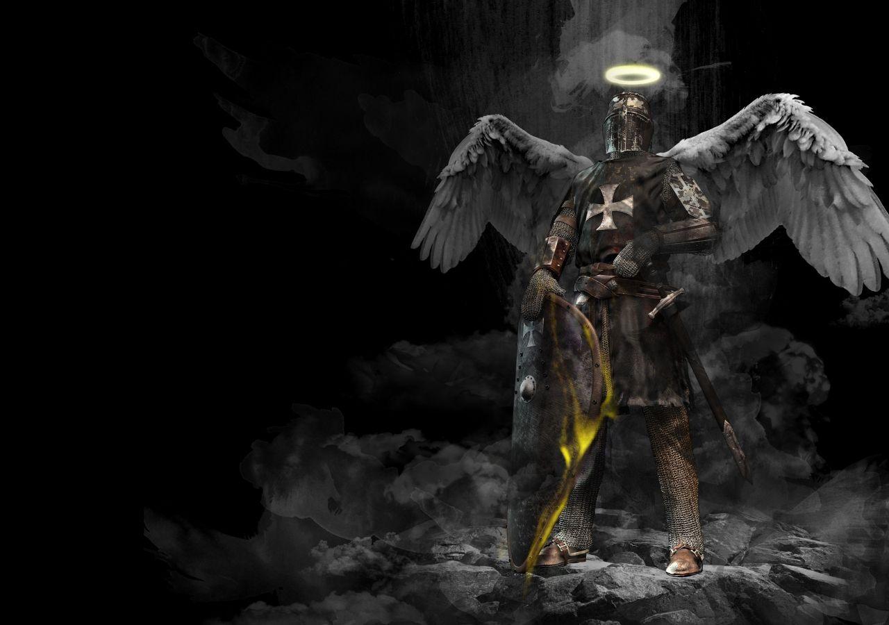 1280x900 Desktop Wallpaper Knight, Wings, Dark, Angel, Warrior, Art, 4k, HD Image, Picture, Background, C2b786