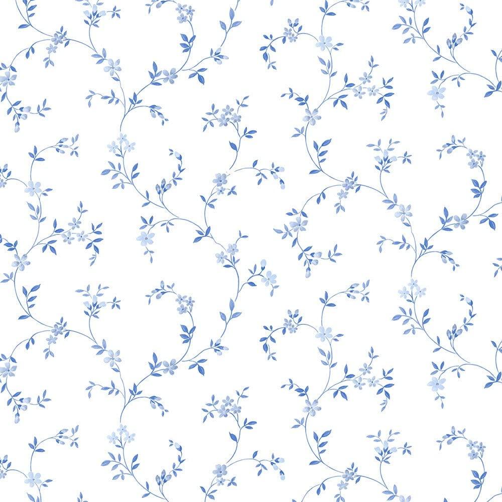 1000x1000 Norwall CK36603 Seed Trail Blues & White Pre Pasted Wallpaper, Blue, Navy & White