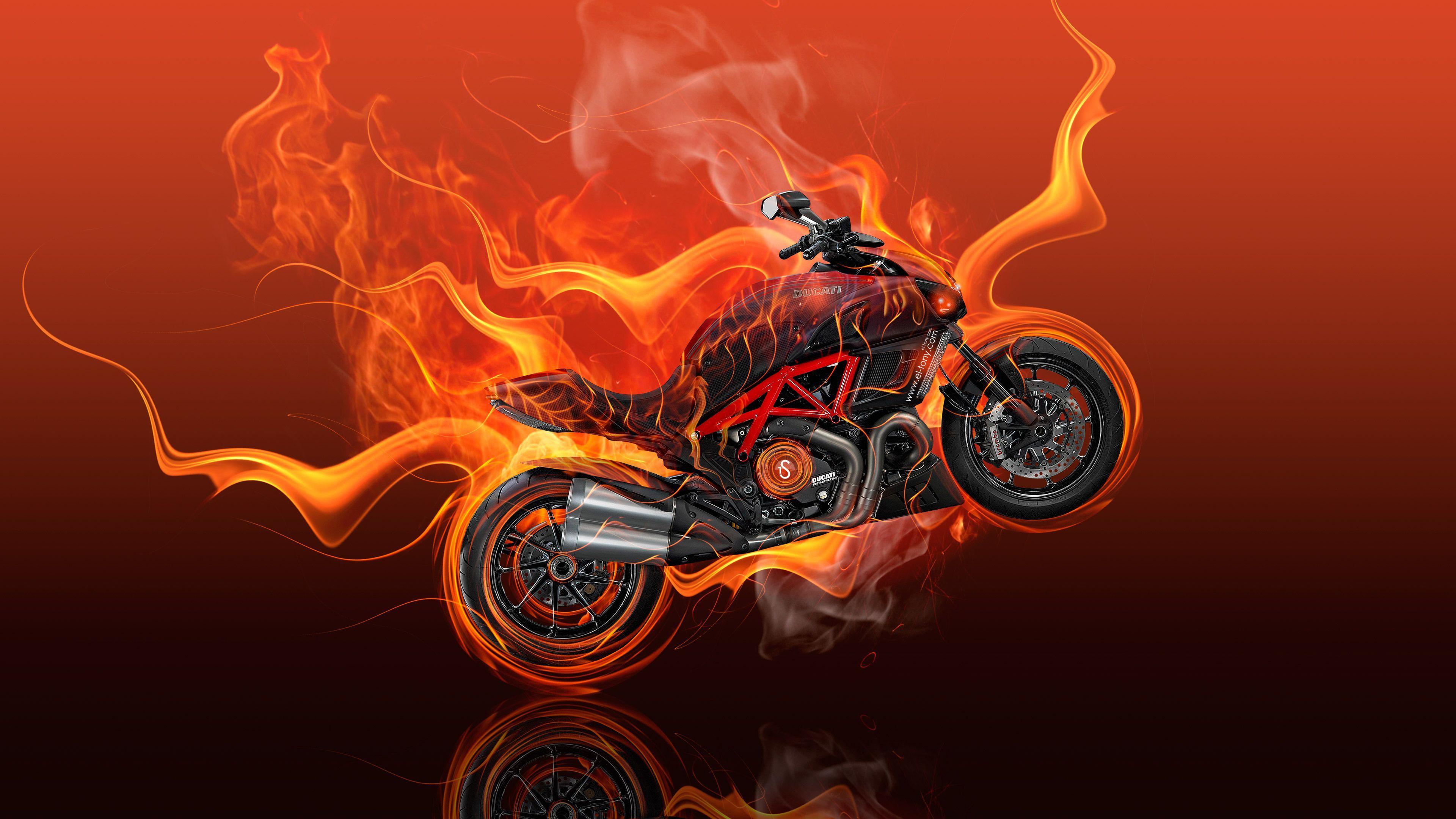 3840x2160 Moto Ducati Diavel Flame 4k flame wallpaper, digital art wallpaper, artist wallpaper. Ducati diavel, Moto ducati, Ducati