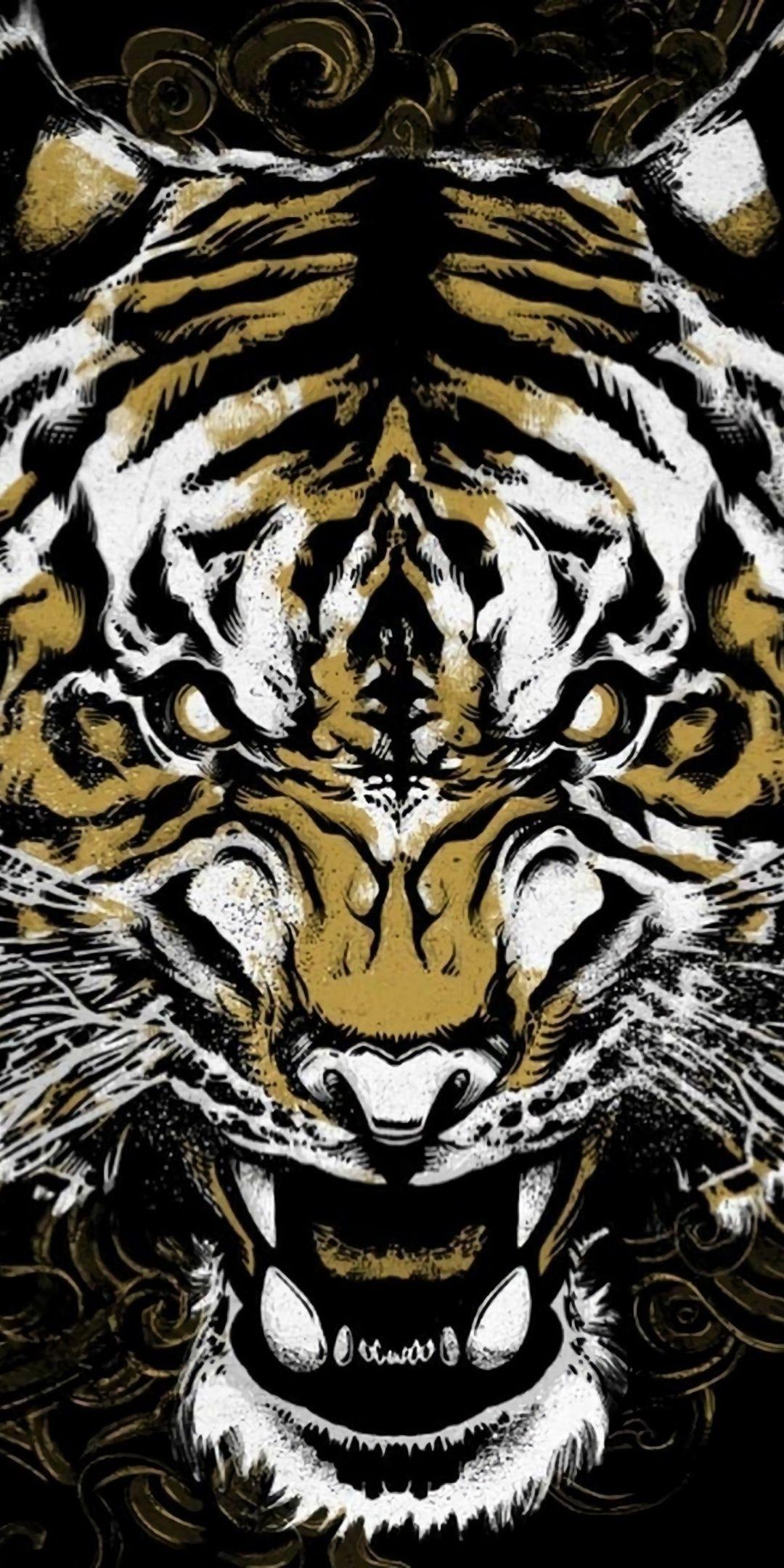 1080x2160 Tiger, muzzle, ragging, art wallpaper. Art wallpaper, Tiger wallpaper, Animal wallpaper