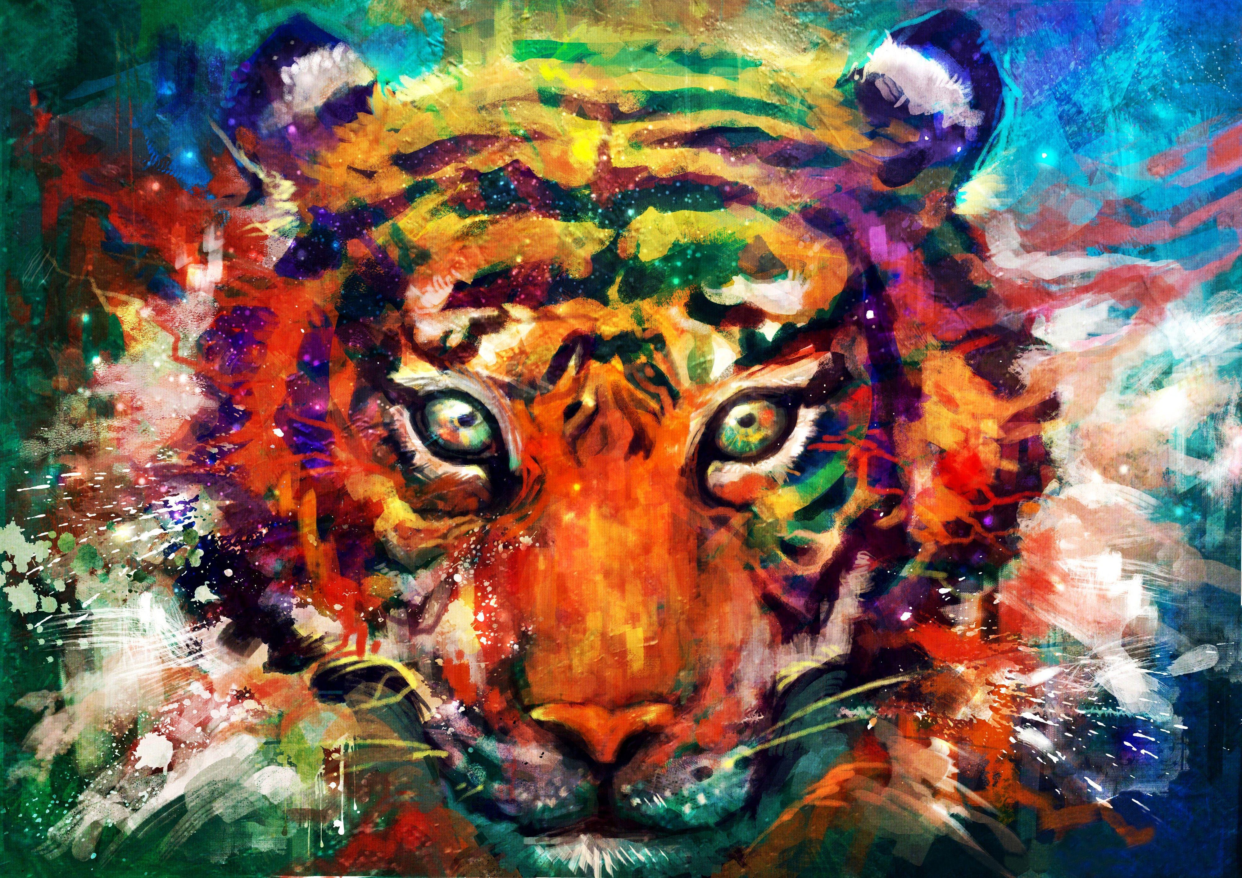 4000x2828 Tiger Art Wallpaper 4K .