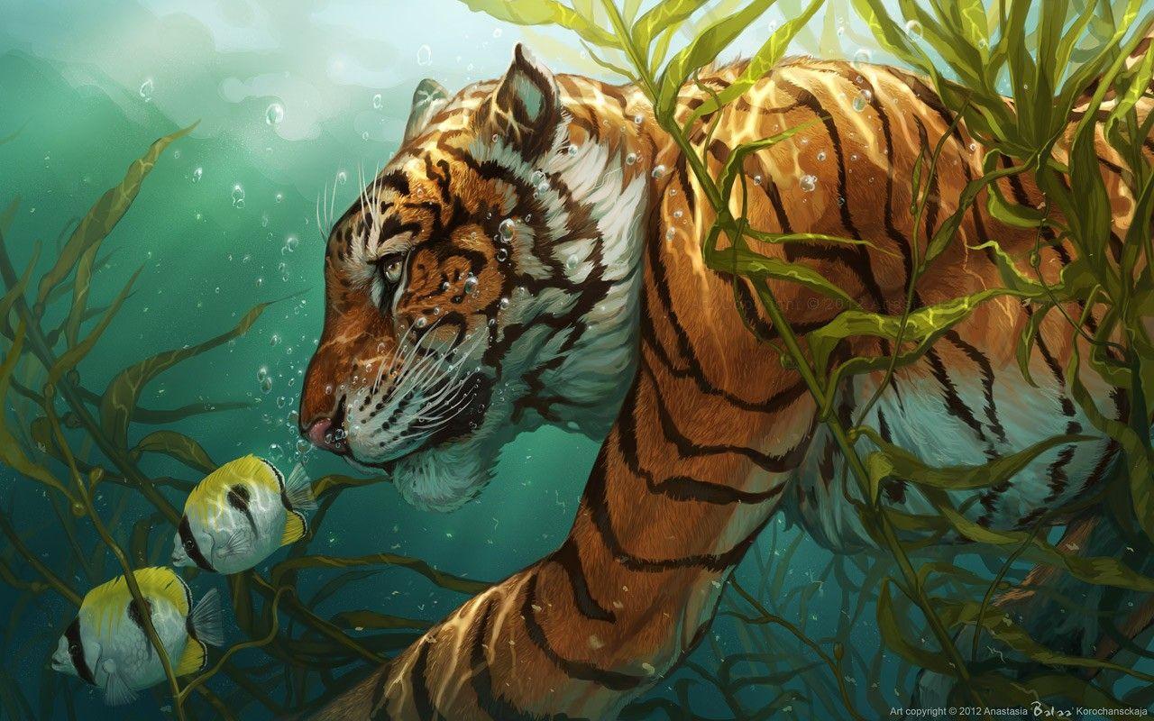1280x800 water tigers fish skyscapes furry fandom 1280x800 wallpaper