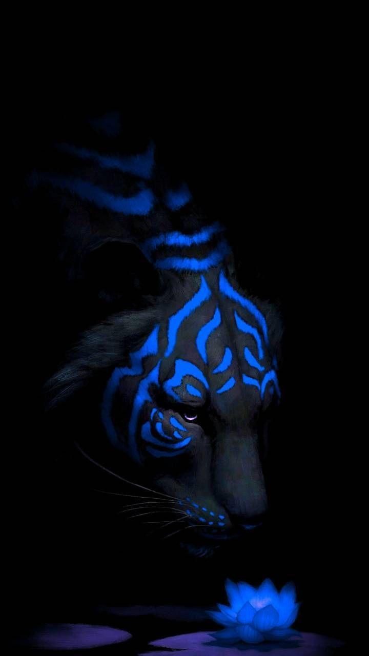 720x1280 Tiger Blue Wallpaper by sa3Dmm. Mythical creatures art, Big cats art, Tiger art