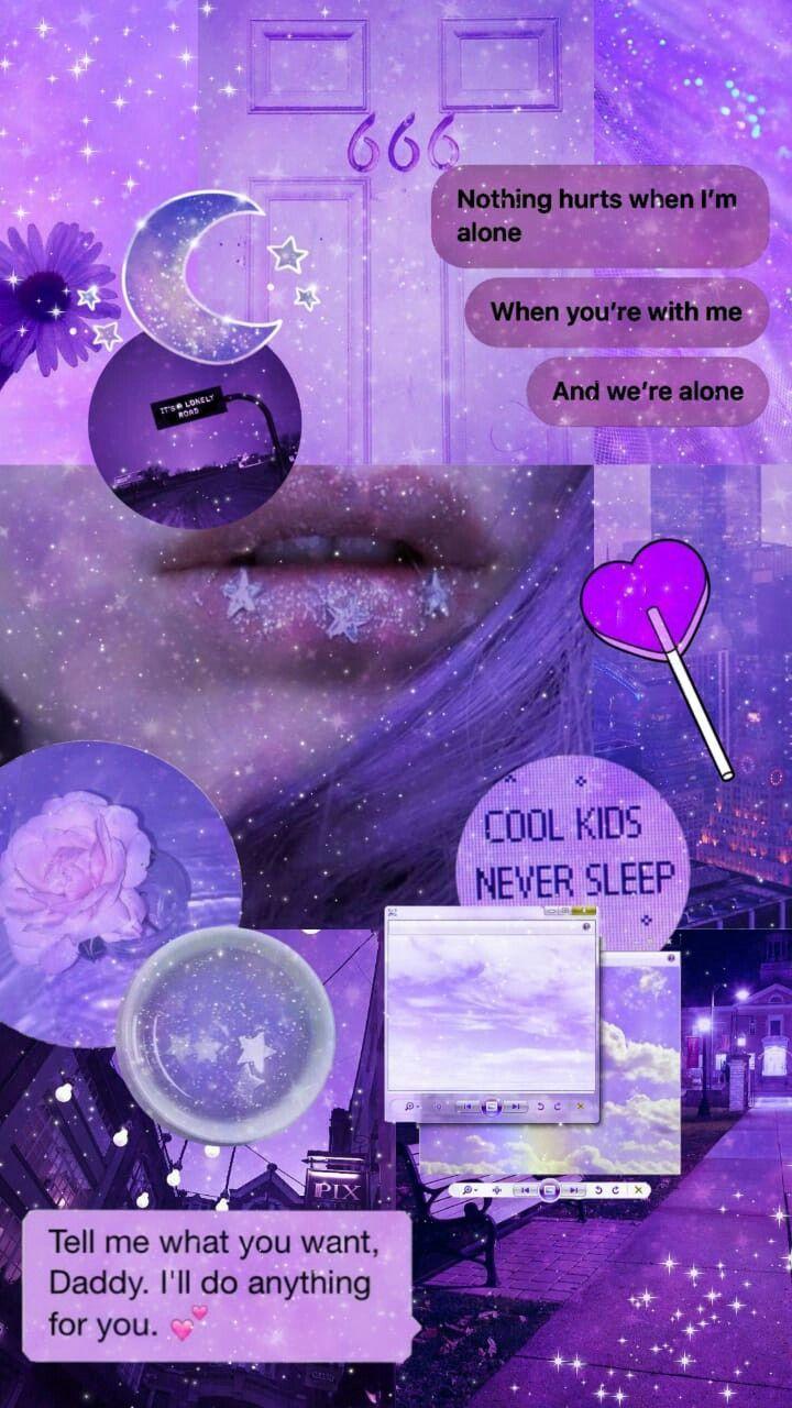 720x1280 Purple Aesthetic Collage Wallpaper