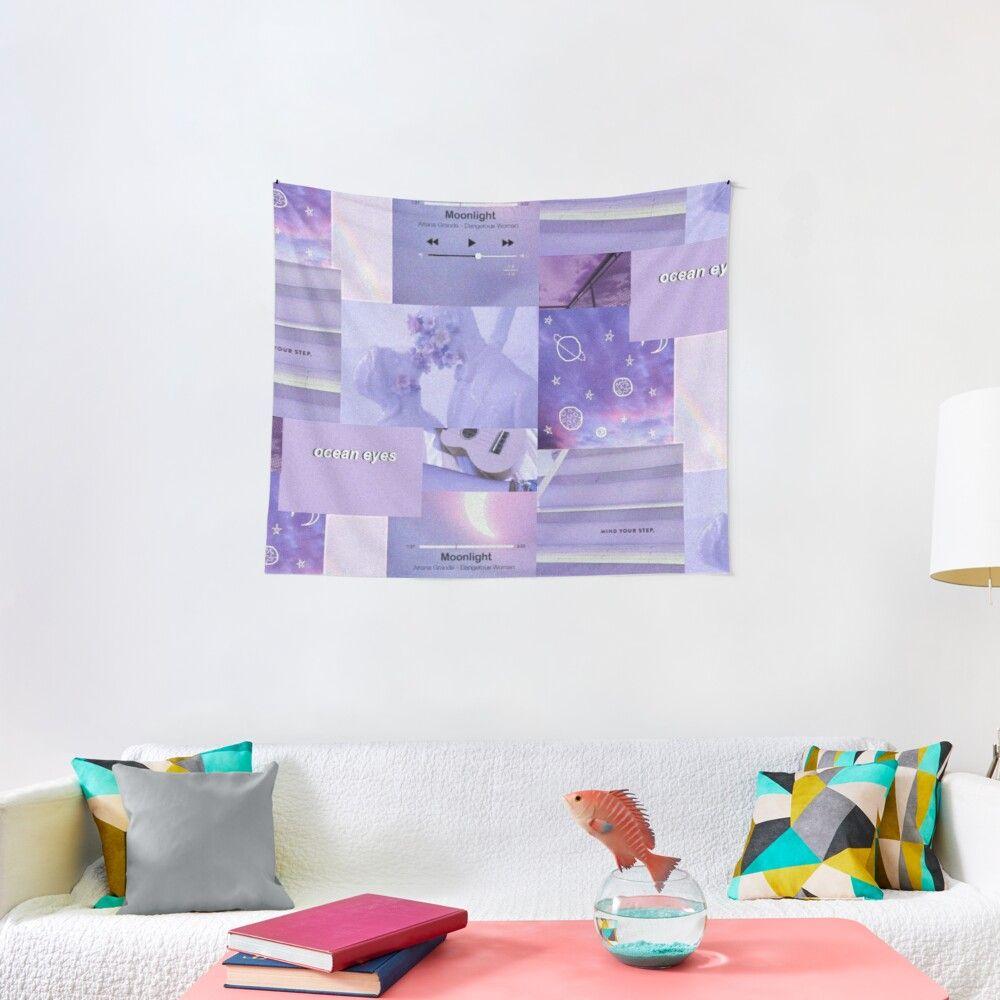 1000x1000 Y2K Light Purple Aesthetic Collage Tapestry By Cloudy Moon