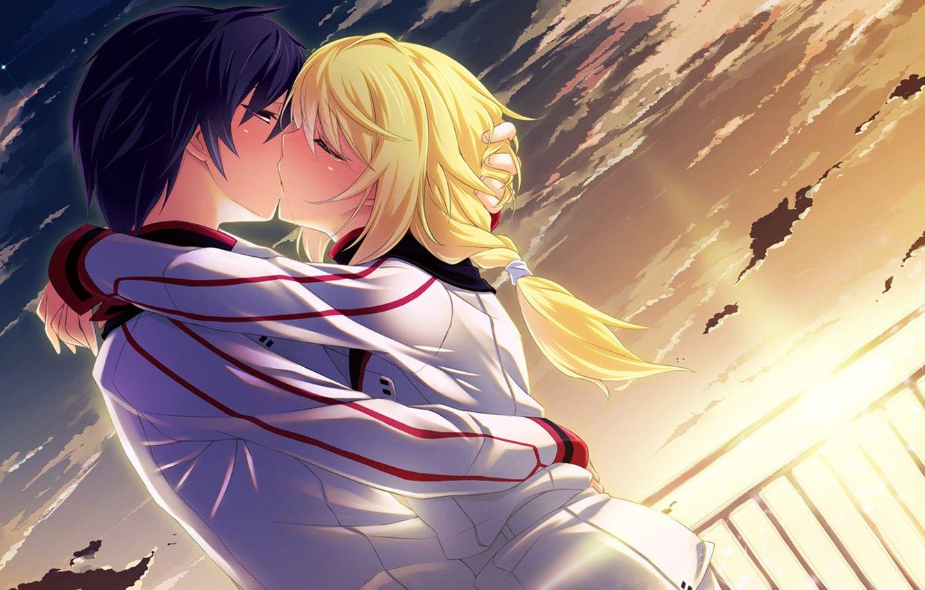 1332x850 Wallpaper girl, love, Wallpaper, anime, guy. kiss, IS: Infinite Stratos, Infinite Sky image for desktop, section прочее