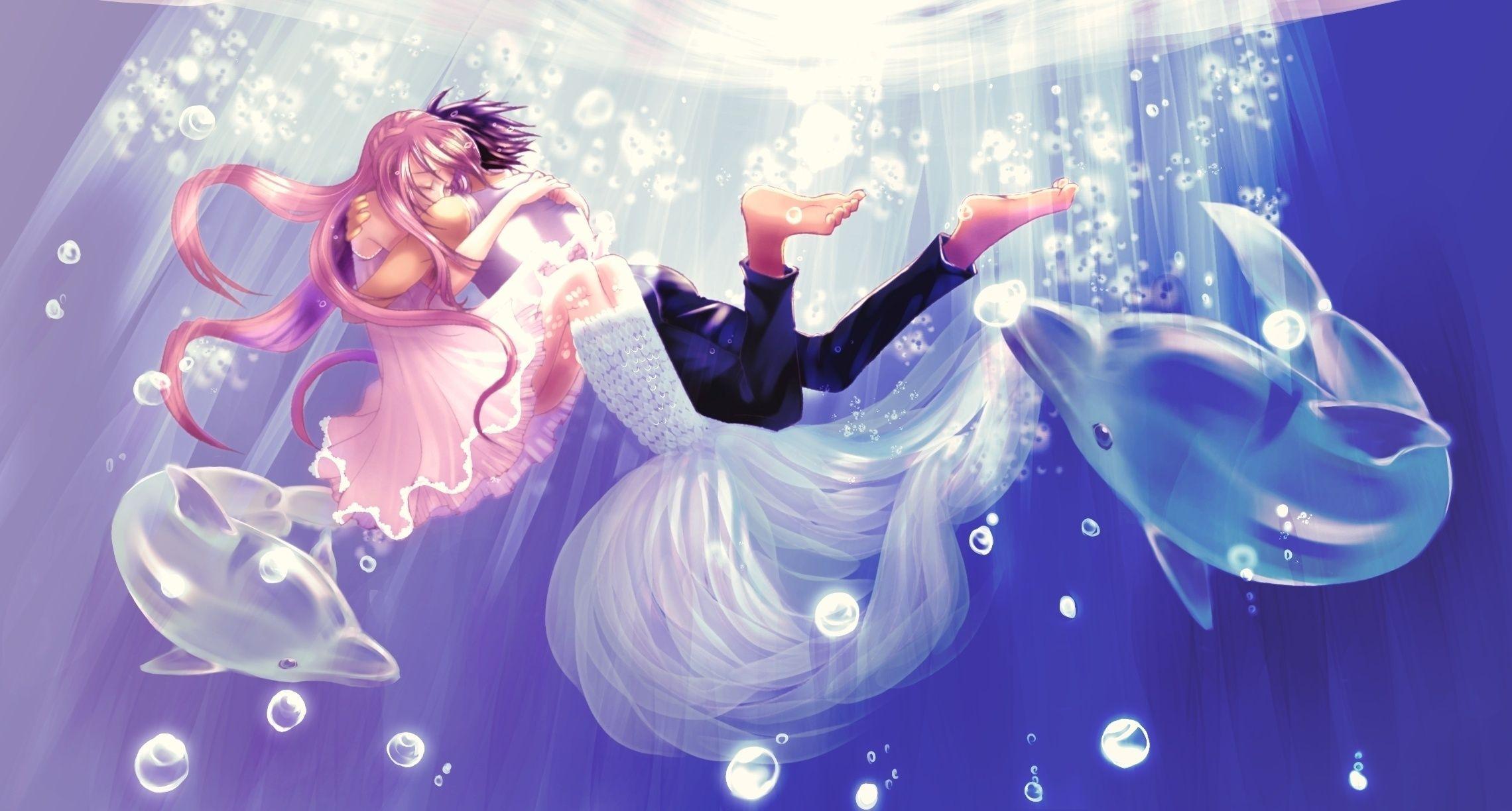 2280x1224 Anime Girl And Boy Wallpaper