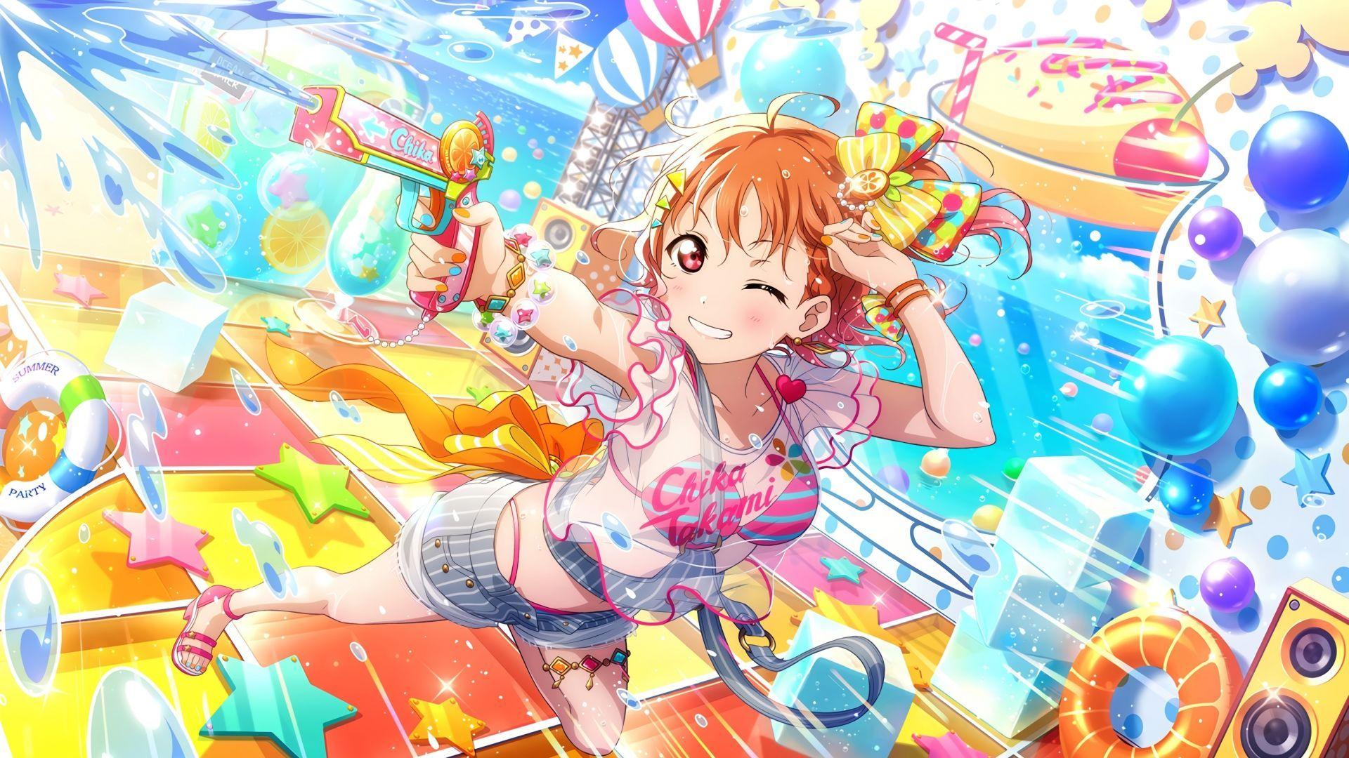 1920x1080 Desktop wallpaper anime girl, play, love live!, water fun, HD image, picture, background, 5a1c17