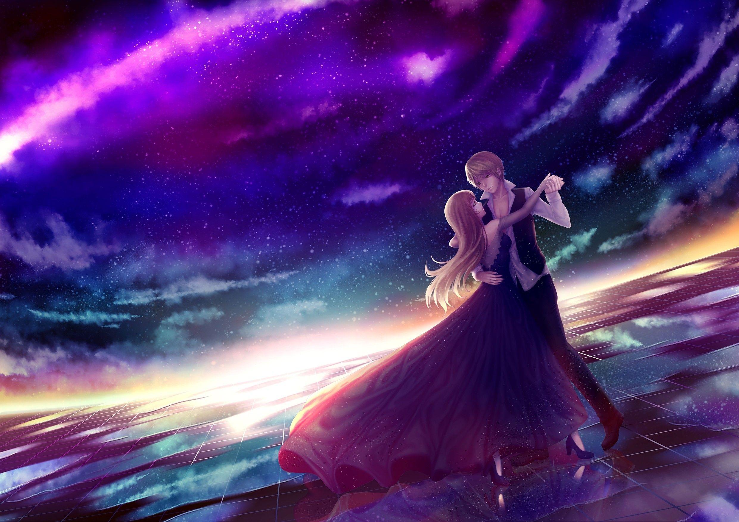 2481x1754 Romantic Anime Boy Girl Wallpaper Wallpaper HD
