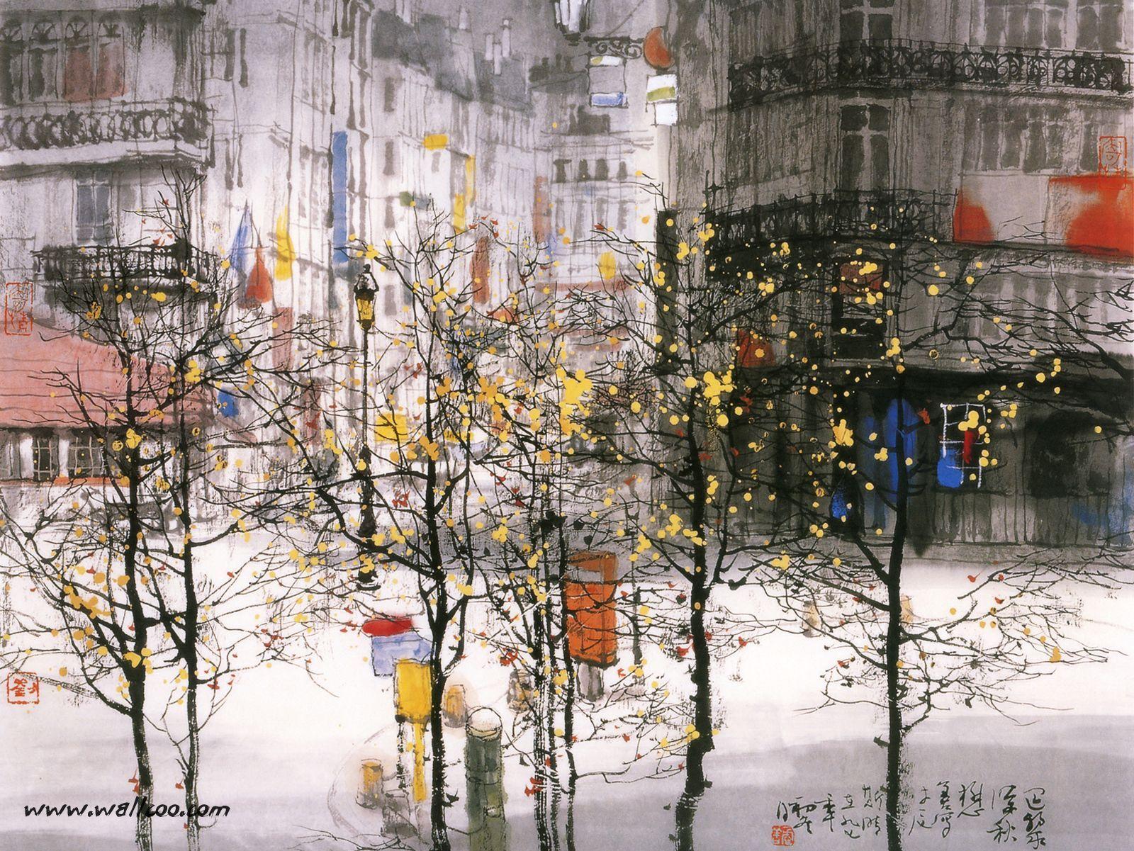 1600x1201 Modern Chinese Paintings : CHinese Brush Paintings Ink Paintings by Liu Maoshan 1600*1201第2 Desktop Wallpaper