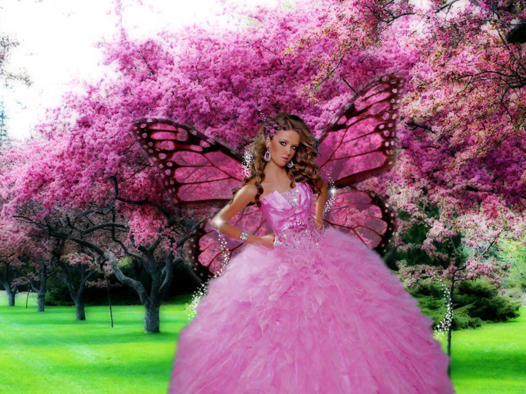 1024x768 Fairy Of Spring Fantasy Flower