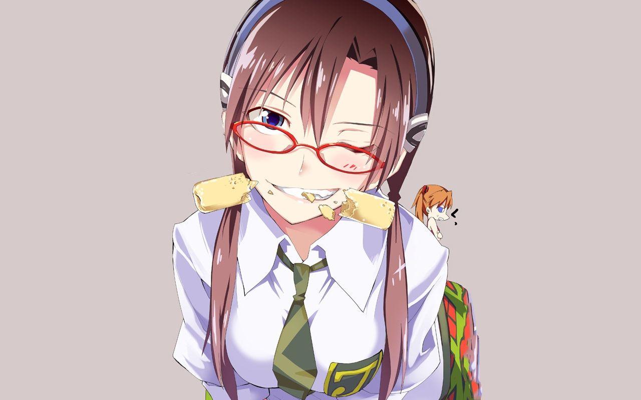 1280x800 tie glasses neon genesis evangelion twintails makinami mari illustrious meganekko anime girls 128 High Quality Wallpaper, High Definition Wallpaper