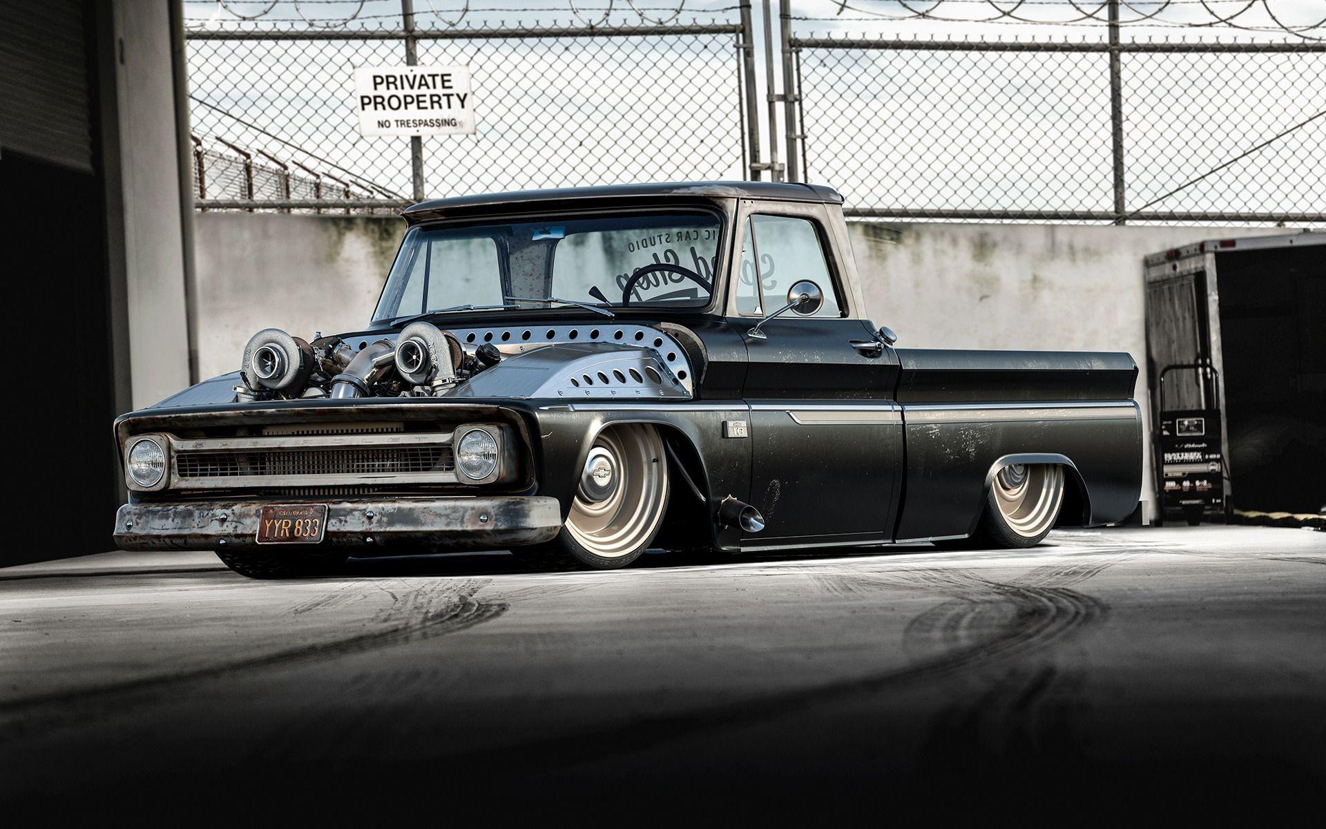 1920x1200 Download wallpaper Chevrolet C black pickup truck, lowrider, tuning C american retro cars, Custom C10 Truck, Chevrolet for desktop with resolution 1920x1200. High Quality HD picture wallpaper