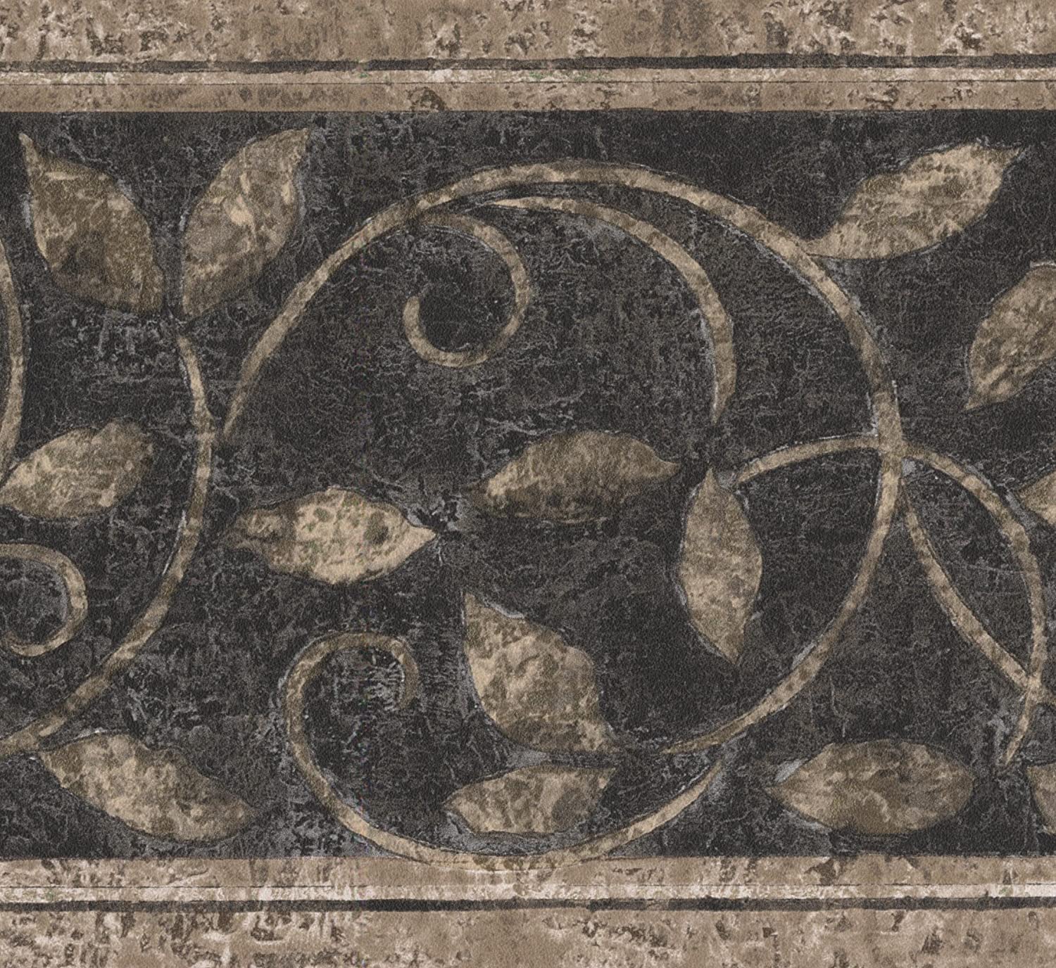 1500x1376 Norwall Abstract Damask Beige Vines Black Vintage Wallpaper Border Retro Design, Roll 15' x 7'': Amazon.ca: Home & Kitchen
