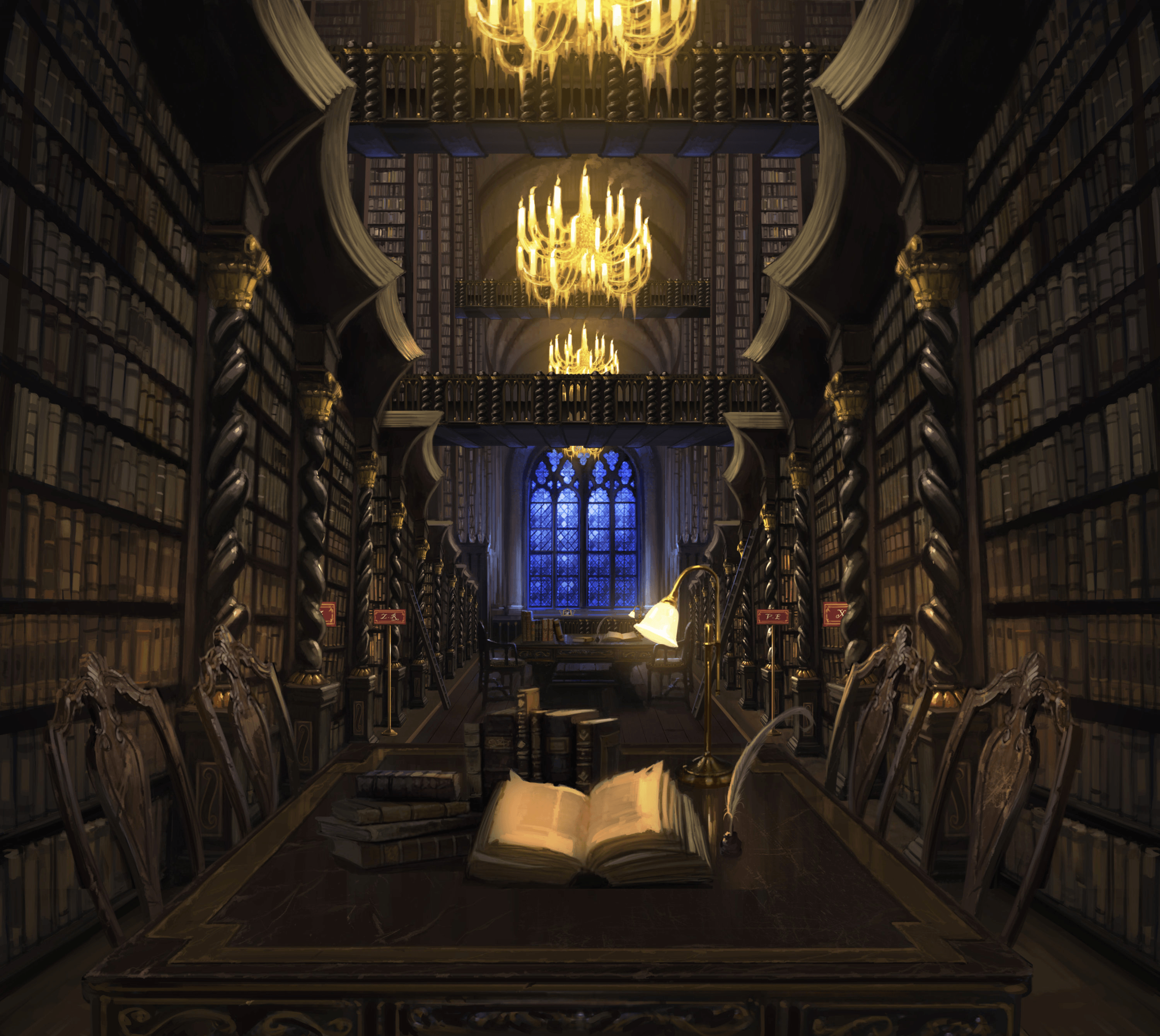 3000x2679 Hogwarts Library Wallpaper .