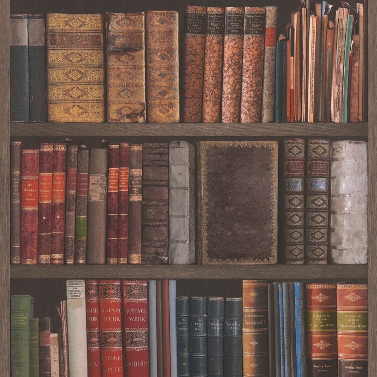 1200x1200 Library Book Bookshelves Antique Bookcase Self Adhesive Peel Stick Wallpaper (VBS1401(3.2' X 9.8'))
