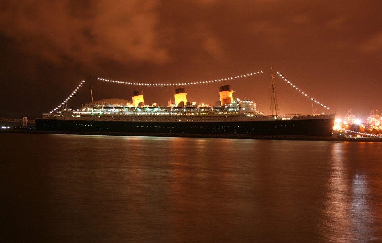 1332x850 Wallpaper the evening, liner, Queen Mary cruise, port. image for desktop, section другая техника
