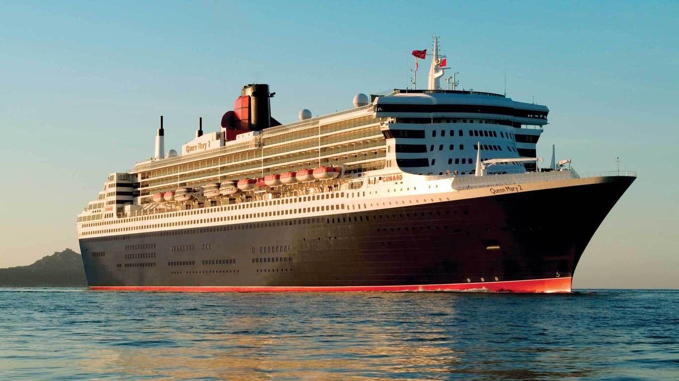 1366x768 Desktop Wallpaper: Queen Mary 2 Transatlantic Ocean Liner Desktop Wallpaper