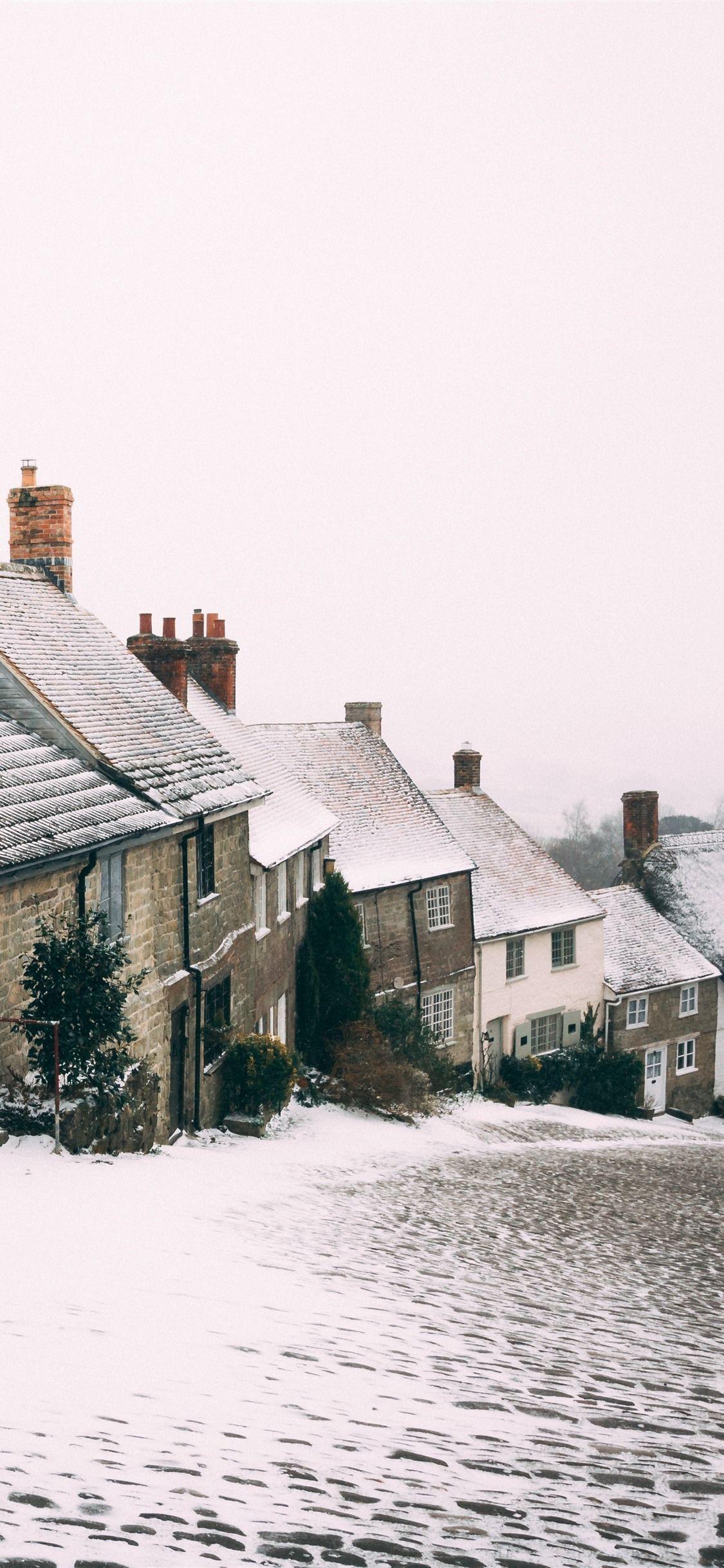 1125x2436 Winter, Snow, Town, Road, Houses, Slope 1242x2688 IPhone 11 Pro XS Max Wallpaper, Background, Picture, Image