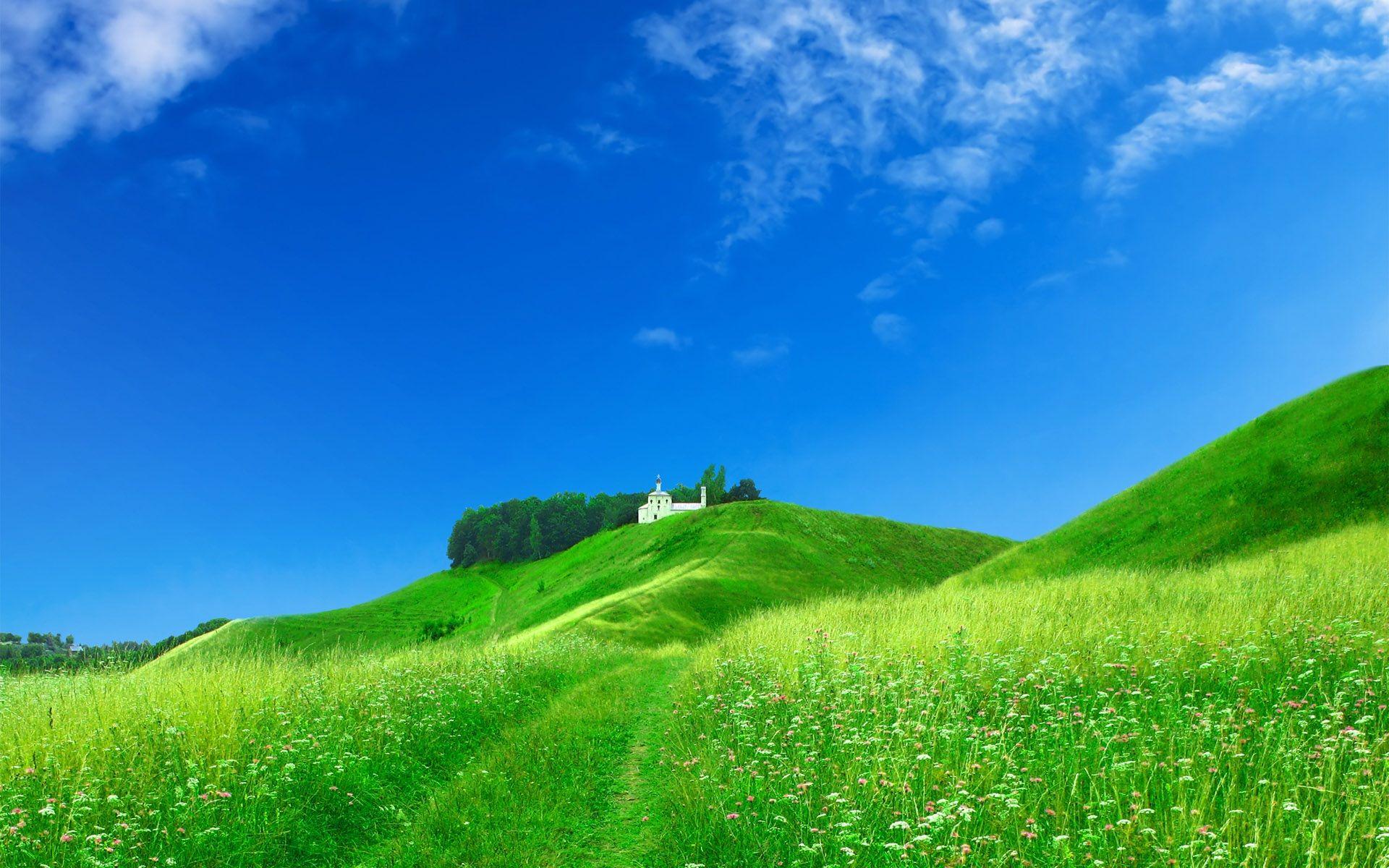 1920x1200 Dream home on the green hillside Wallpaper. HD Desktop Wallpaper
