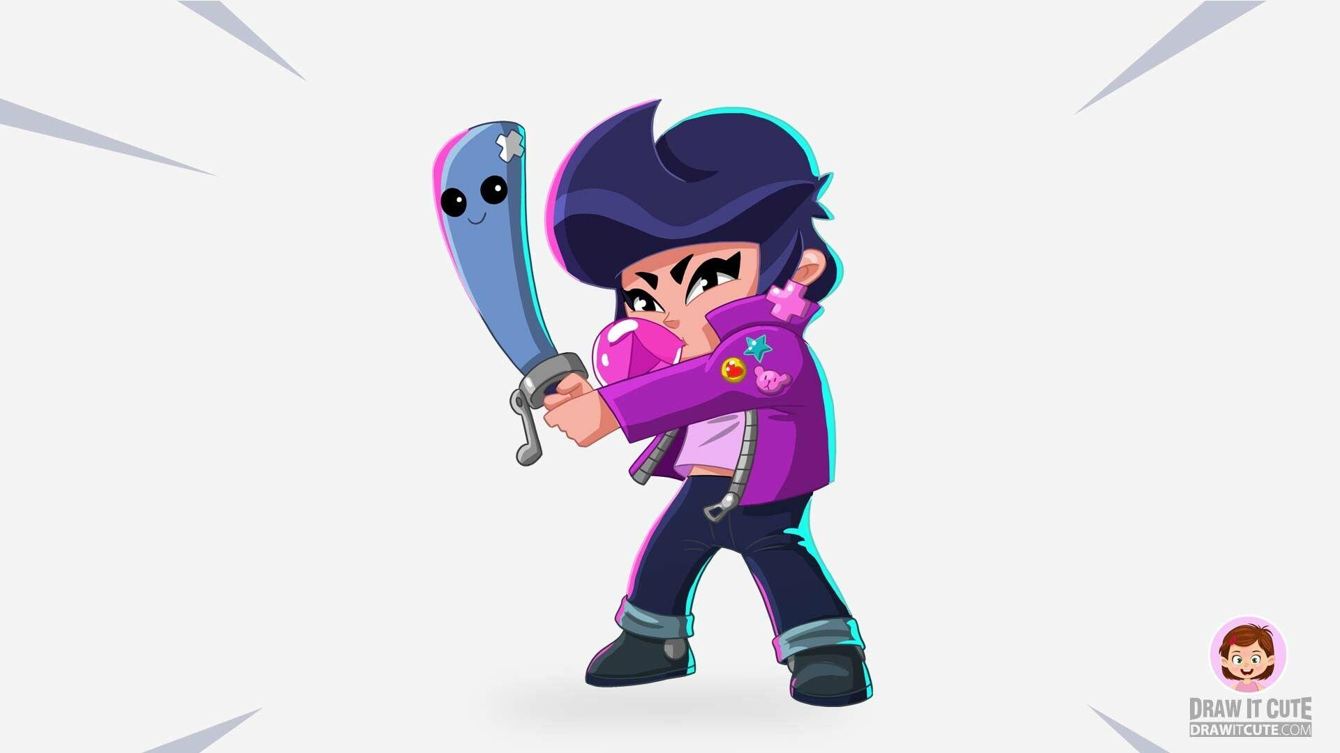 1920x1080 Pawel Rosolek to Draw Bubble Gum Bibi super easy. Brawl Stars drawing tutorial with coloring page
