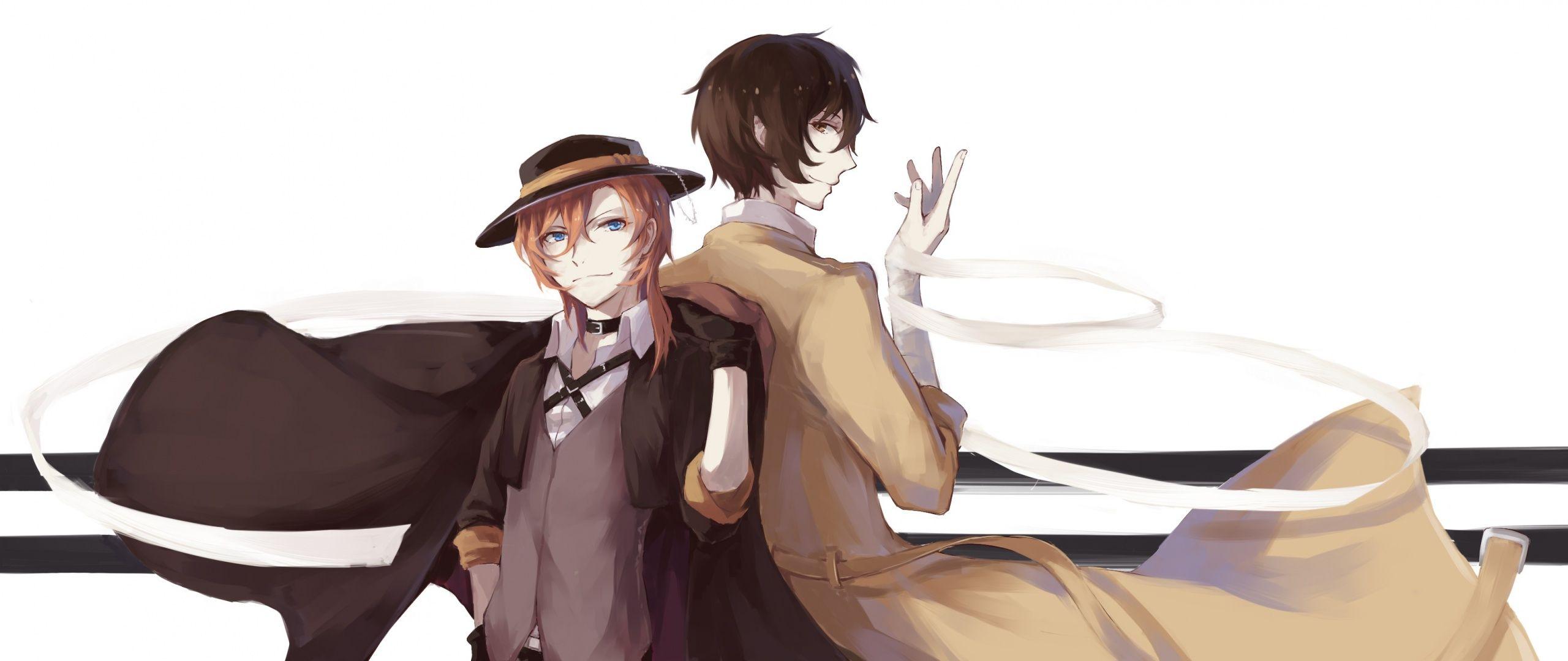2560x1080 Wallpaper Nakahara Chuuya, Dazai Osamu, Bungou Stray Dogs