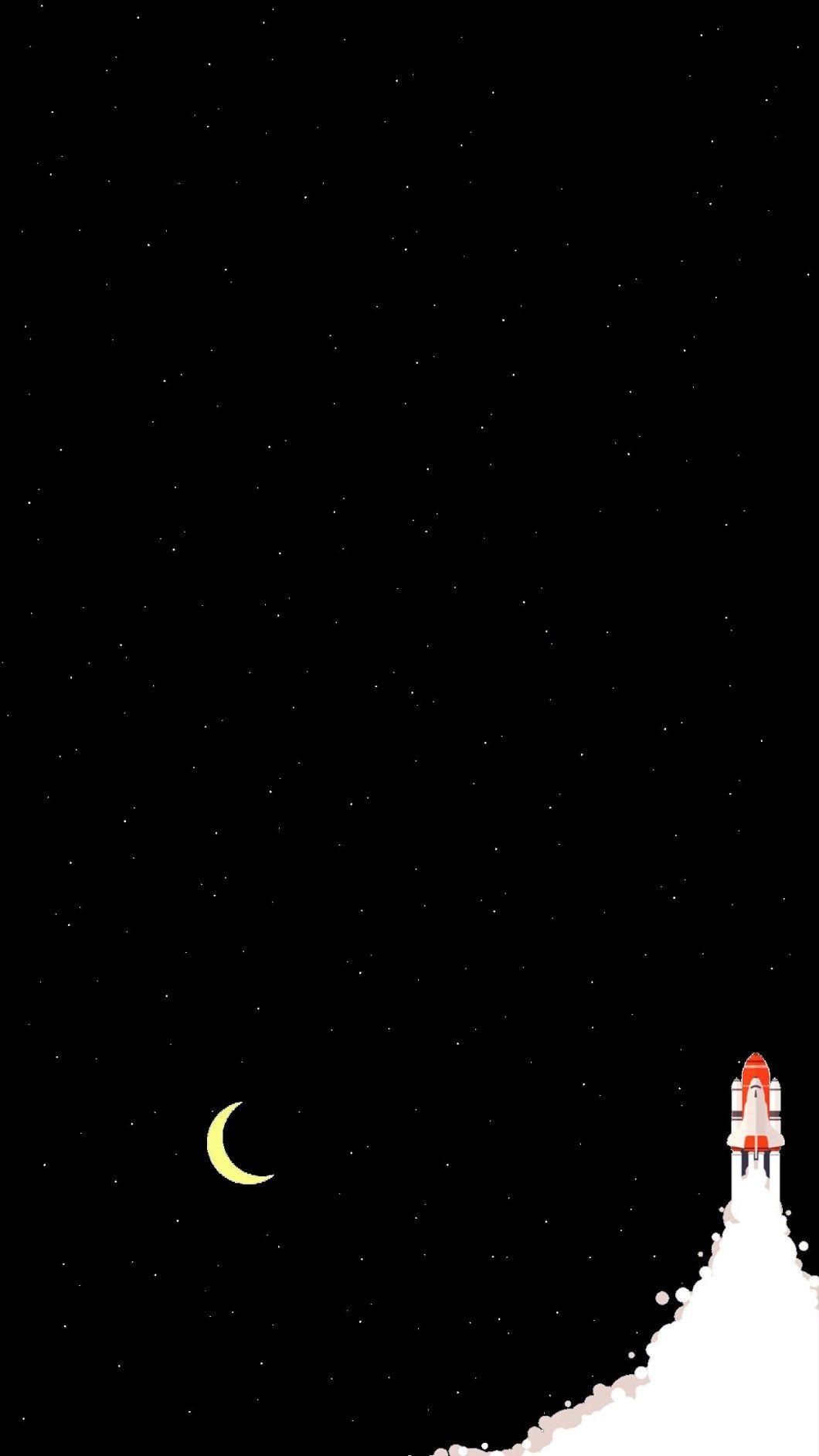 1060x1884 Black Minimalist Rocket Wallpaper