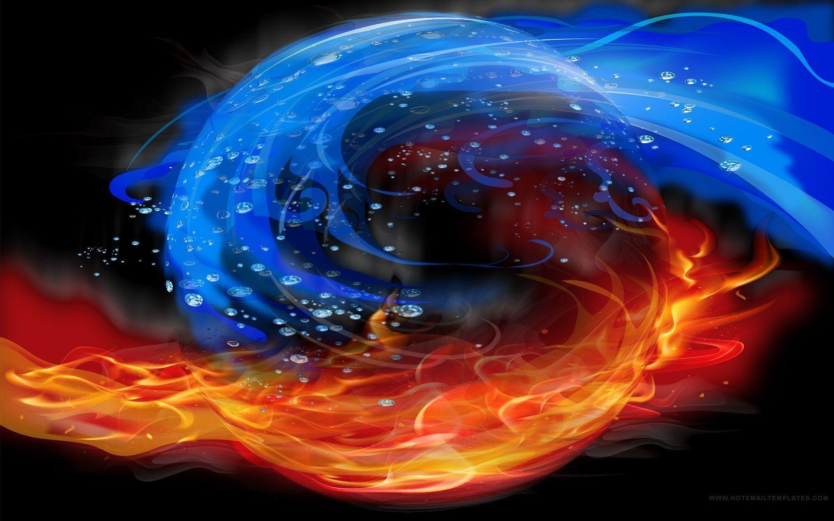 1680x1050 Fire And Water Desktop Wallpaper
