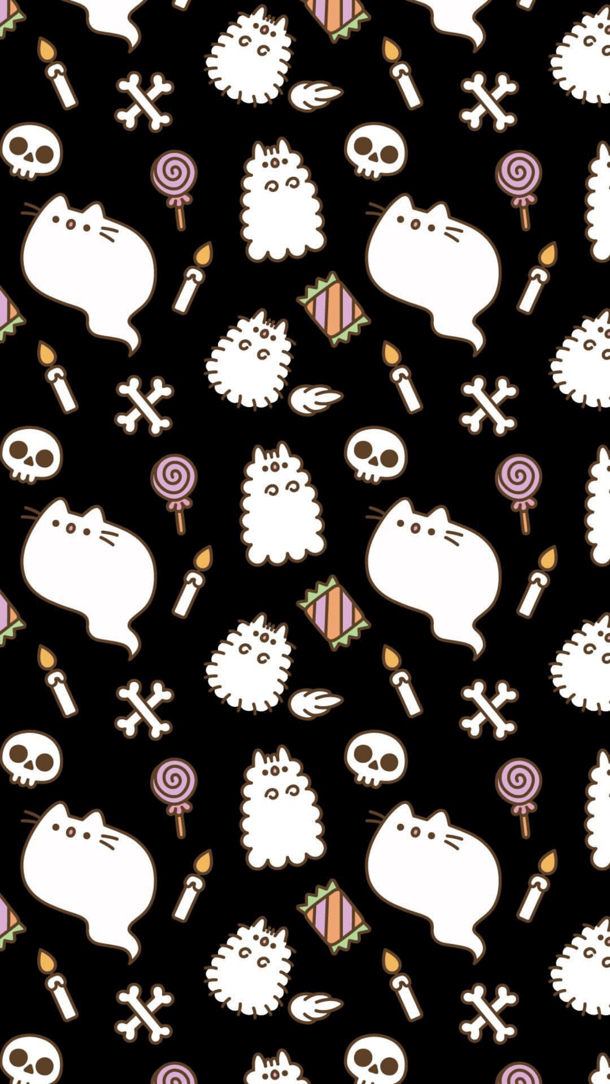 1242x2208 Pusheen Halloween Desktop Wallpaper .