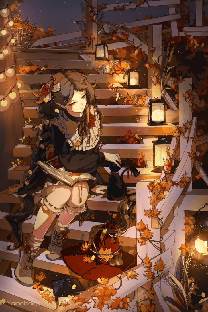 730x1095 Autumn. Anime art beautiful, Anime art girl, Anime art