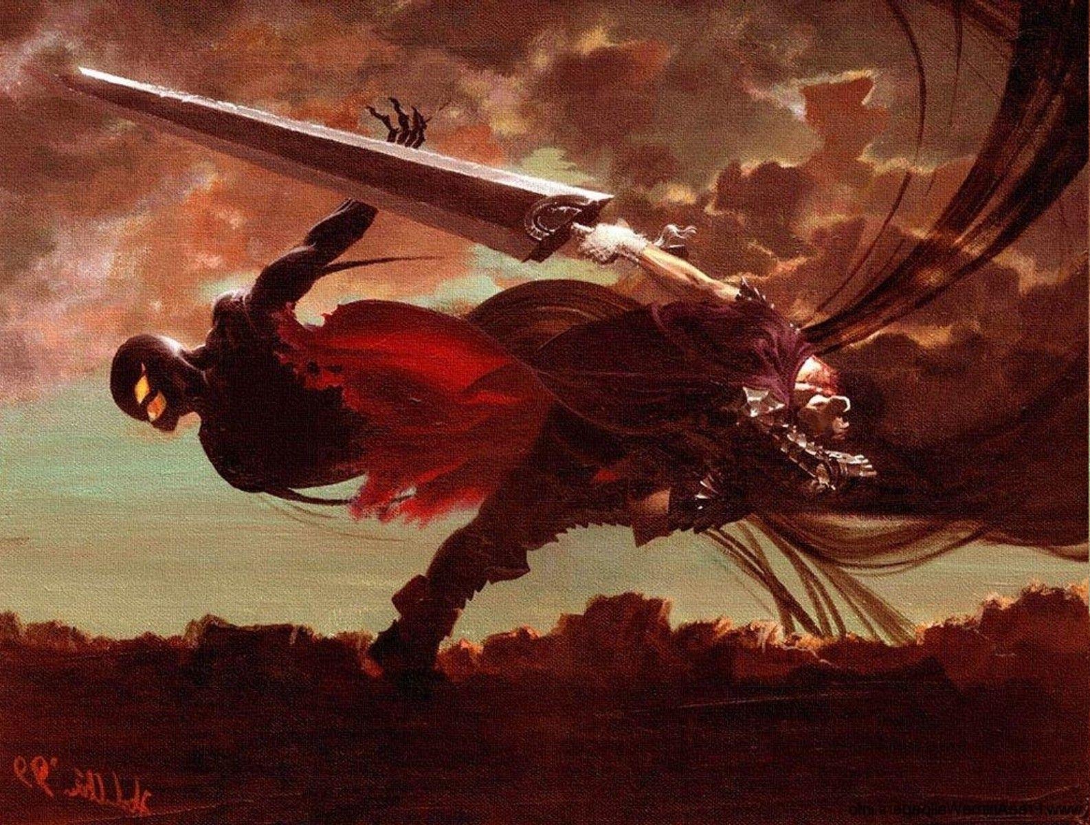 1586x1200 berserk guts griffith kentaro miura wallpaper