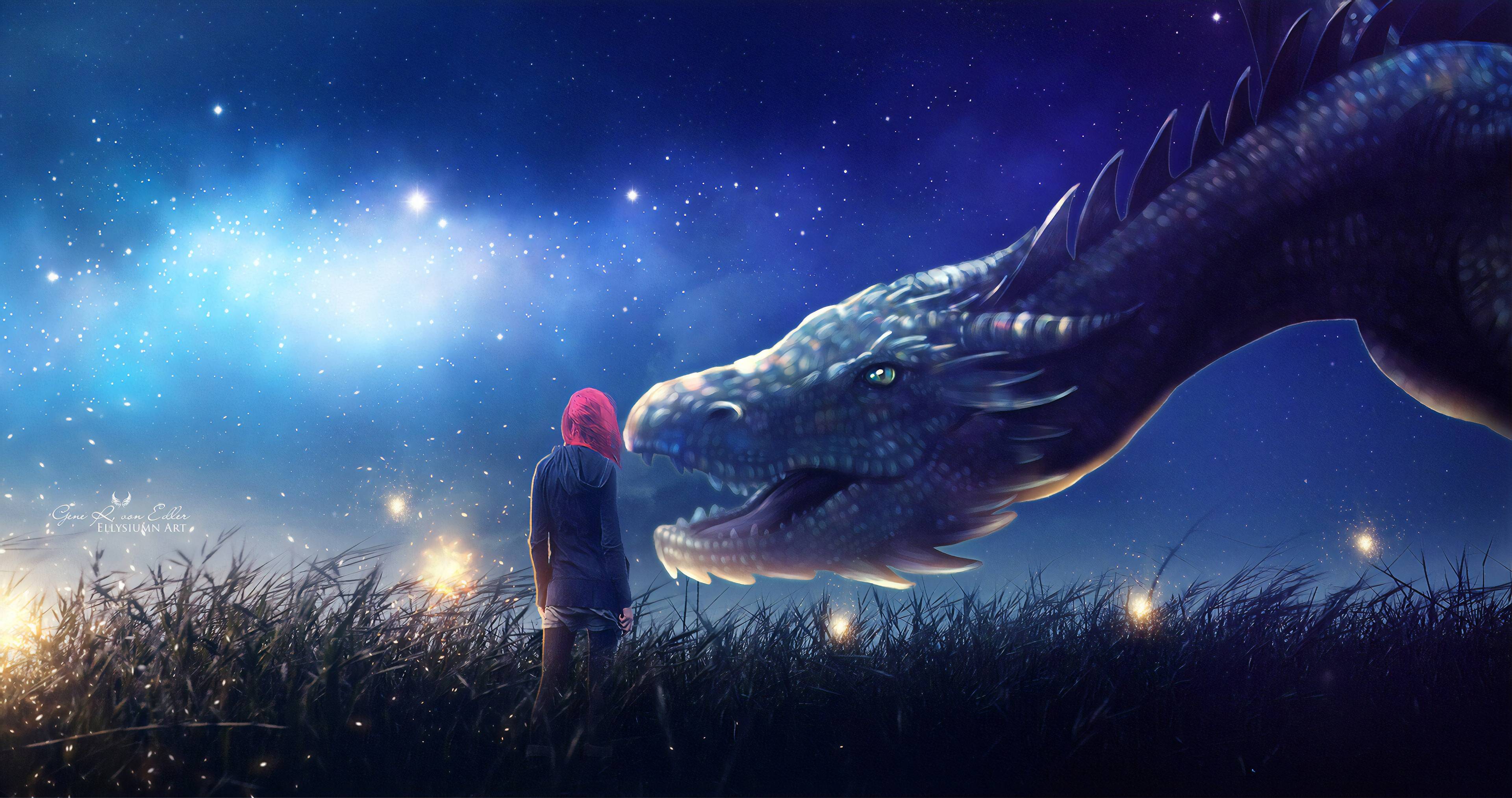 3840x2026 Fantasy Girl With Dragon 2560x1080 Resolution Wallpaper, HD Fantasy 4K Wallpaper, Image, Photo and Background