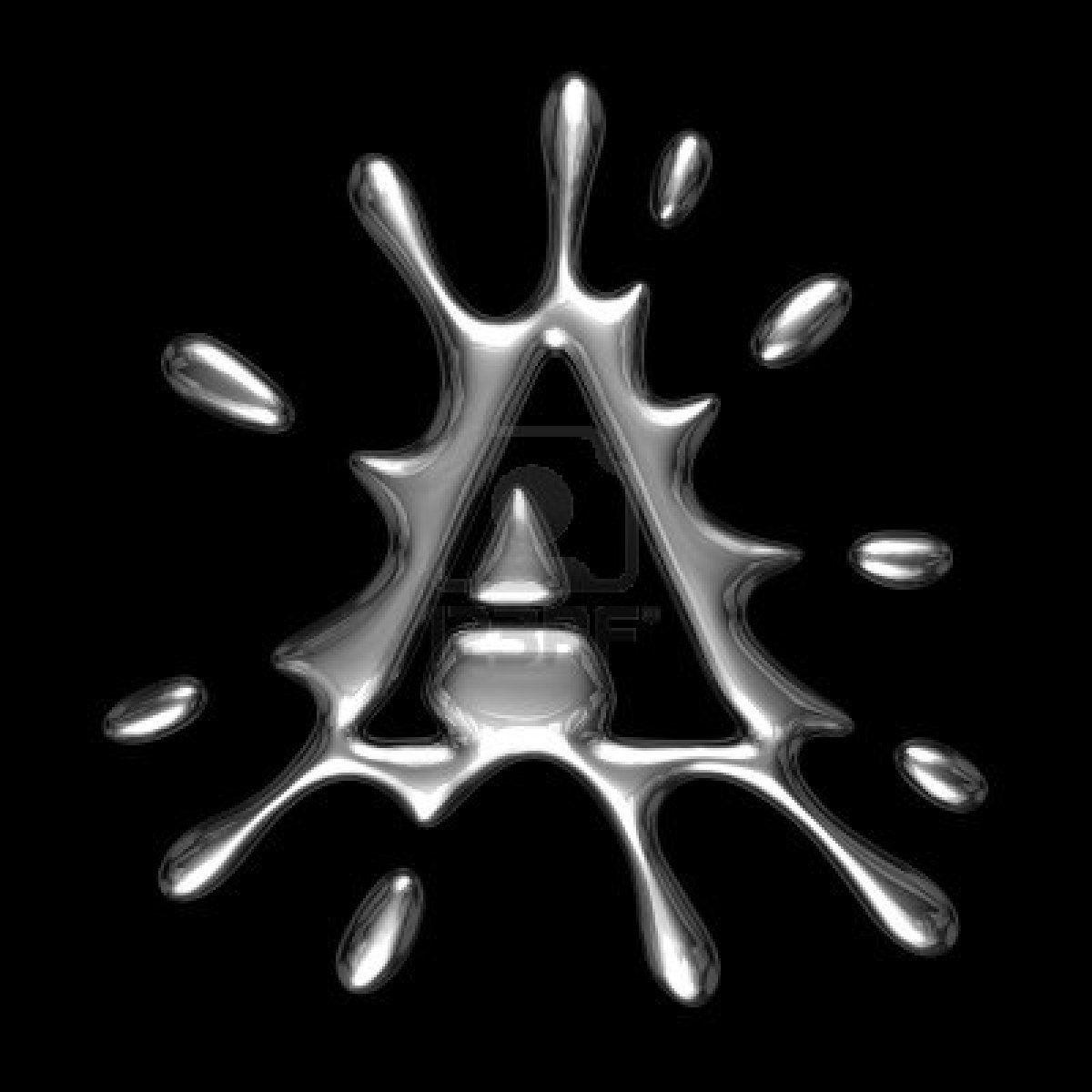 1200x1200 Liquid metal letter A symbol isolated on a black background. Alphabet symbols, Metal letters, Black background