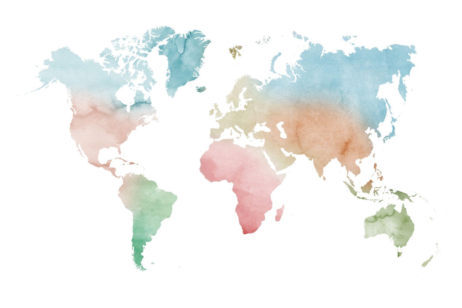 Watercolor World Map Wallpapers - Top Free Watercolor World Map Backgrounds - Wallpaperaccess