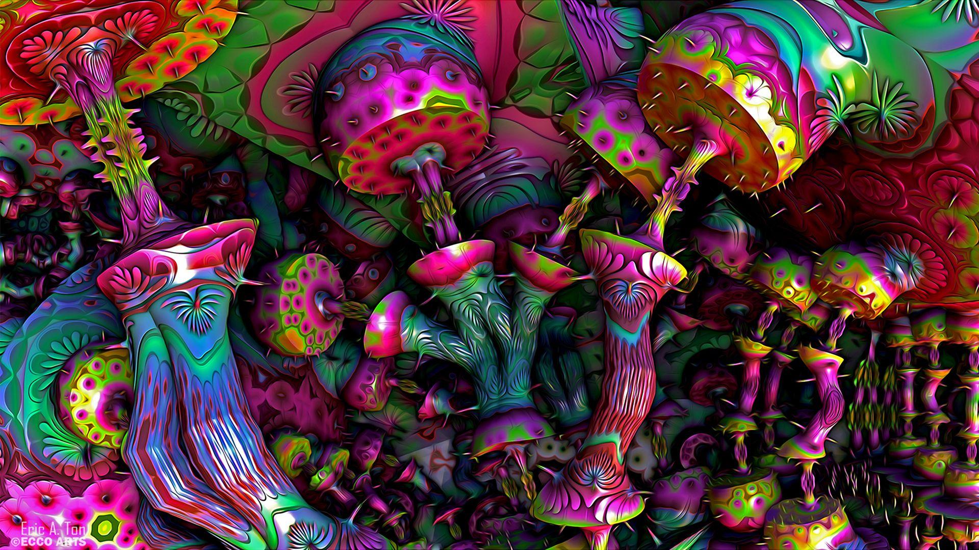 1920x1080 Colorful Mushroom Psychedelic HD Trippy Wallpaper
