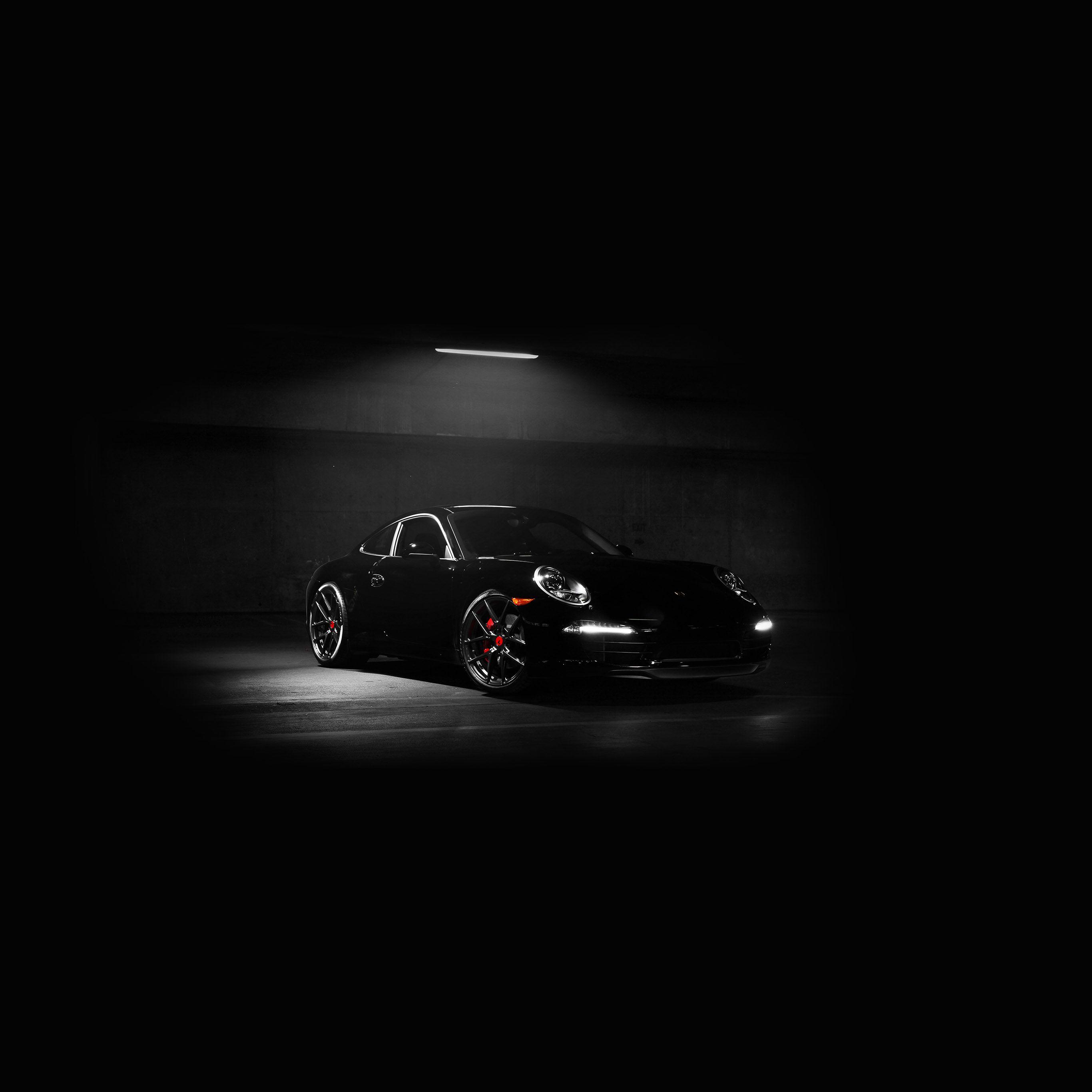 2732x2732 Porsche Illustration Art Super Car Black Dark Wallpaper