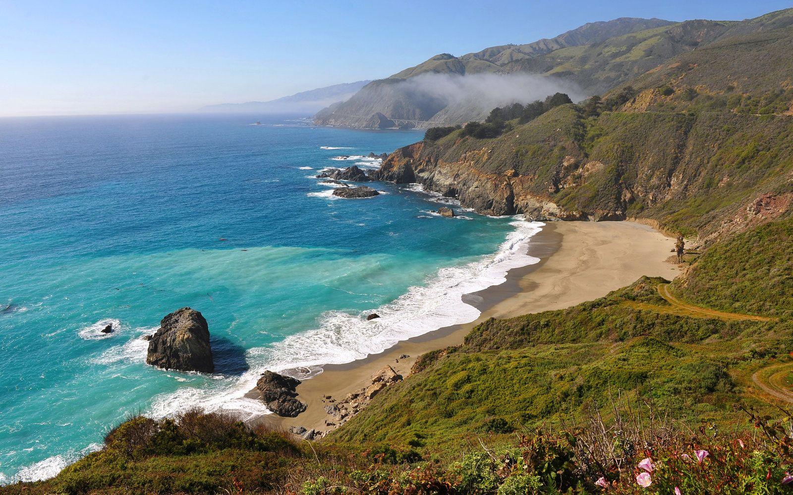 1600x1000 santa barbara wallpaper, coast, body of water, headland, sea, coastal and oceanic landforms