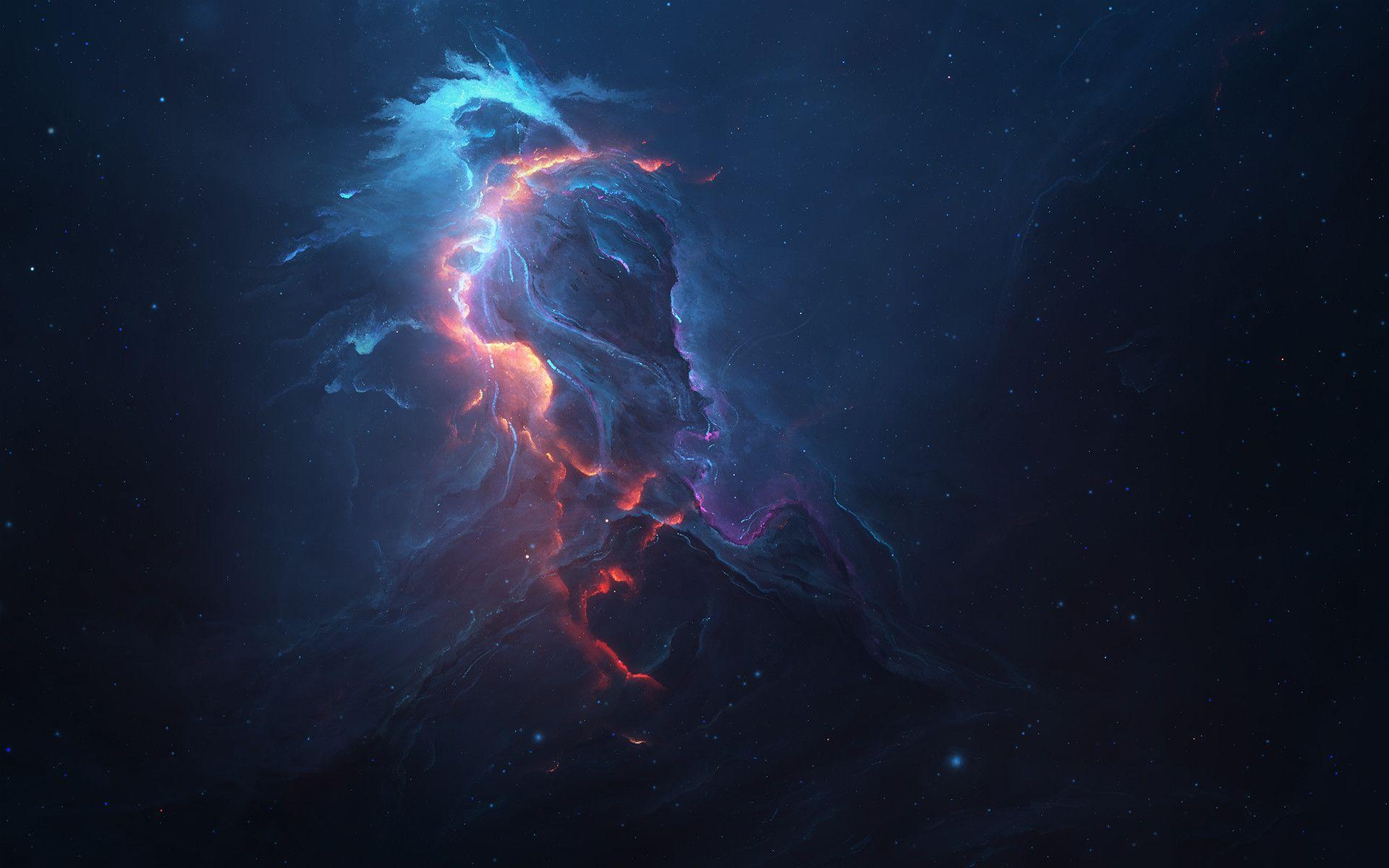 1920x1200 Red And Blue Space Wallpaper