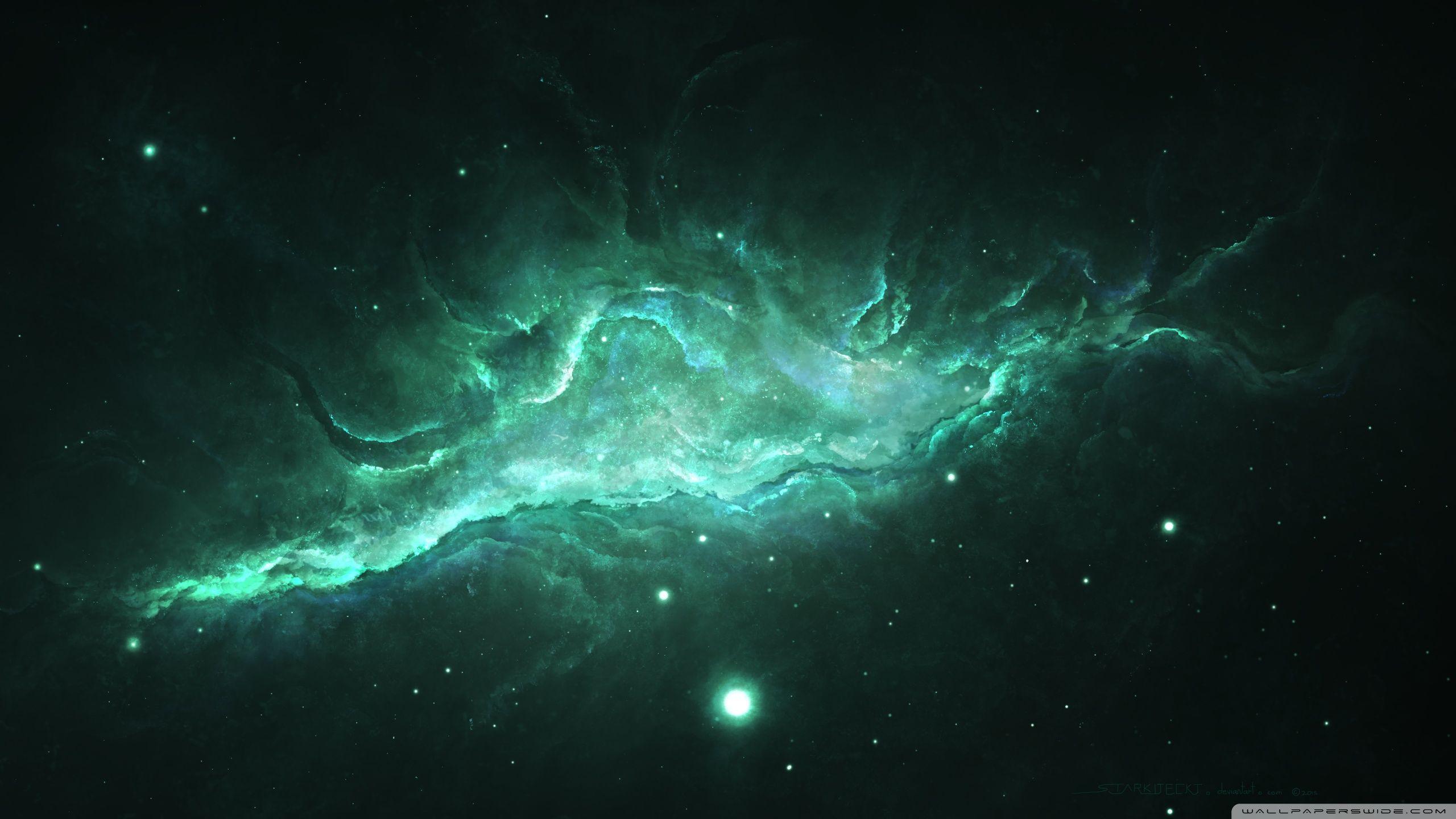 2560x1440 Green Galaxy Wallpaper