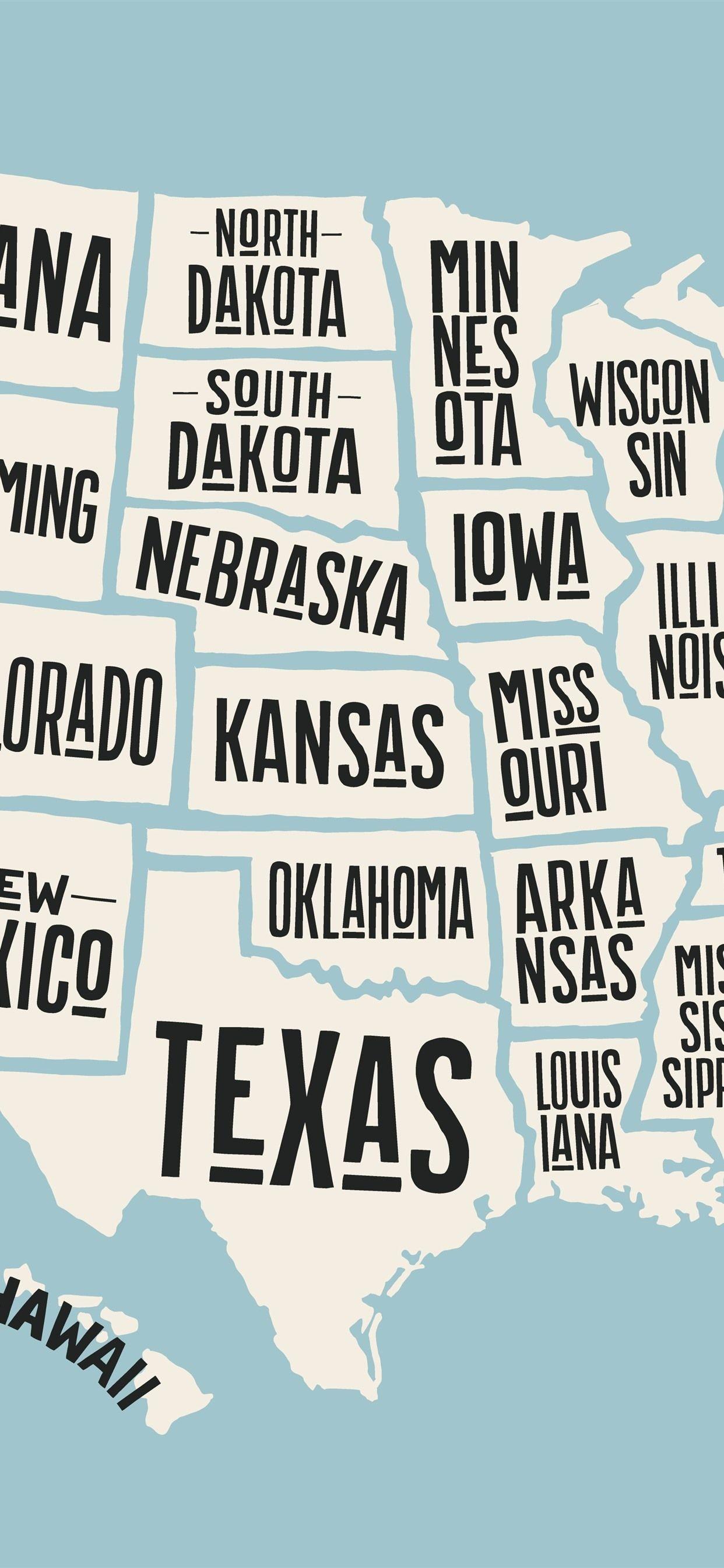1242x2688 USA Map, State Name, Creative Picture 1242x2688 IPhone 11 Pro XS Max Wallpaper, Background, Picture, Image