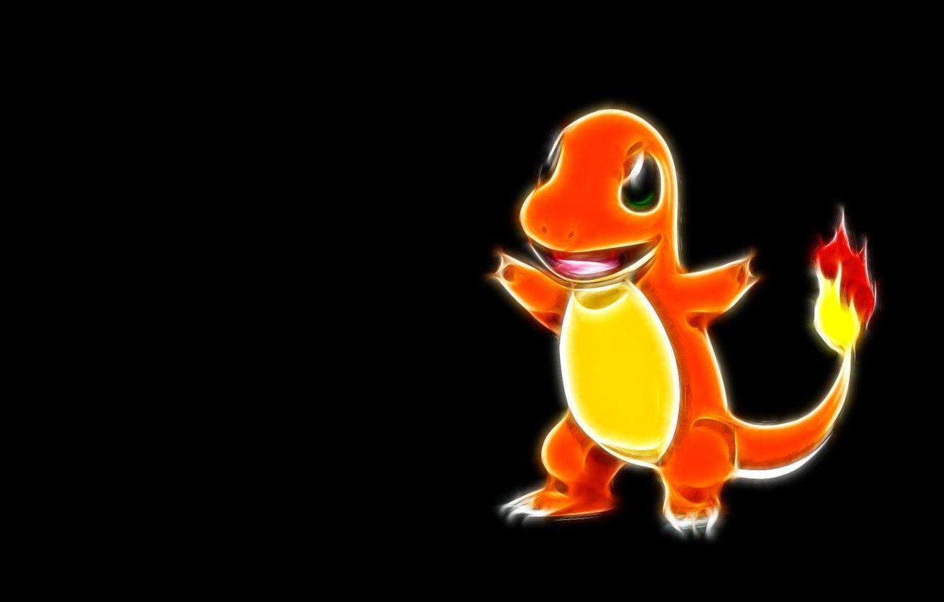 1332x850 Wallpaper glows, pokemon, pokemon, Charmander, neon lines, Charmander image for desktop, section минимализм
