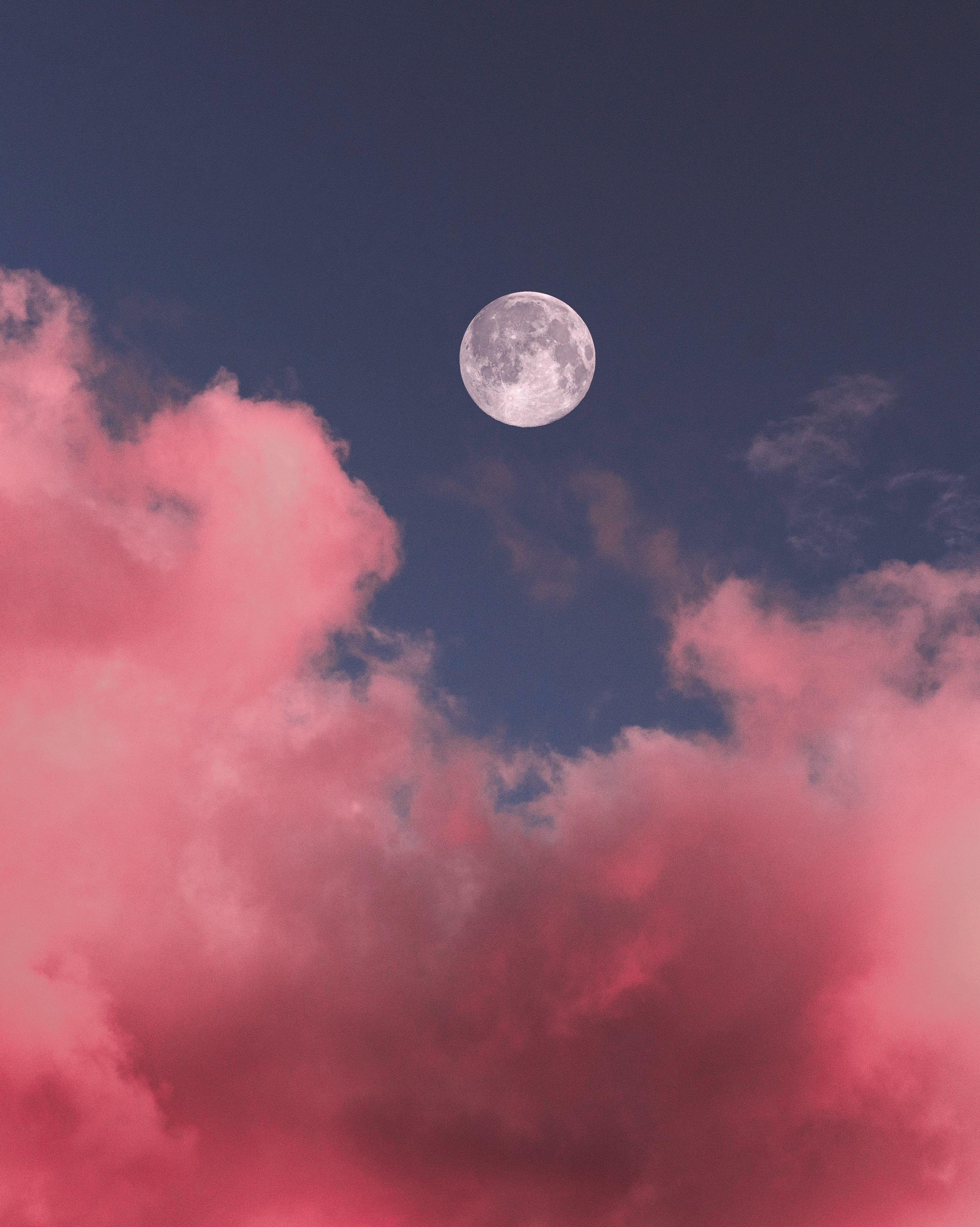 3222x4032 Wallpaper Moon, Clouds, Pink, Sky, Full Moon