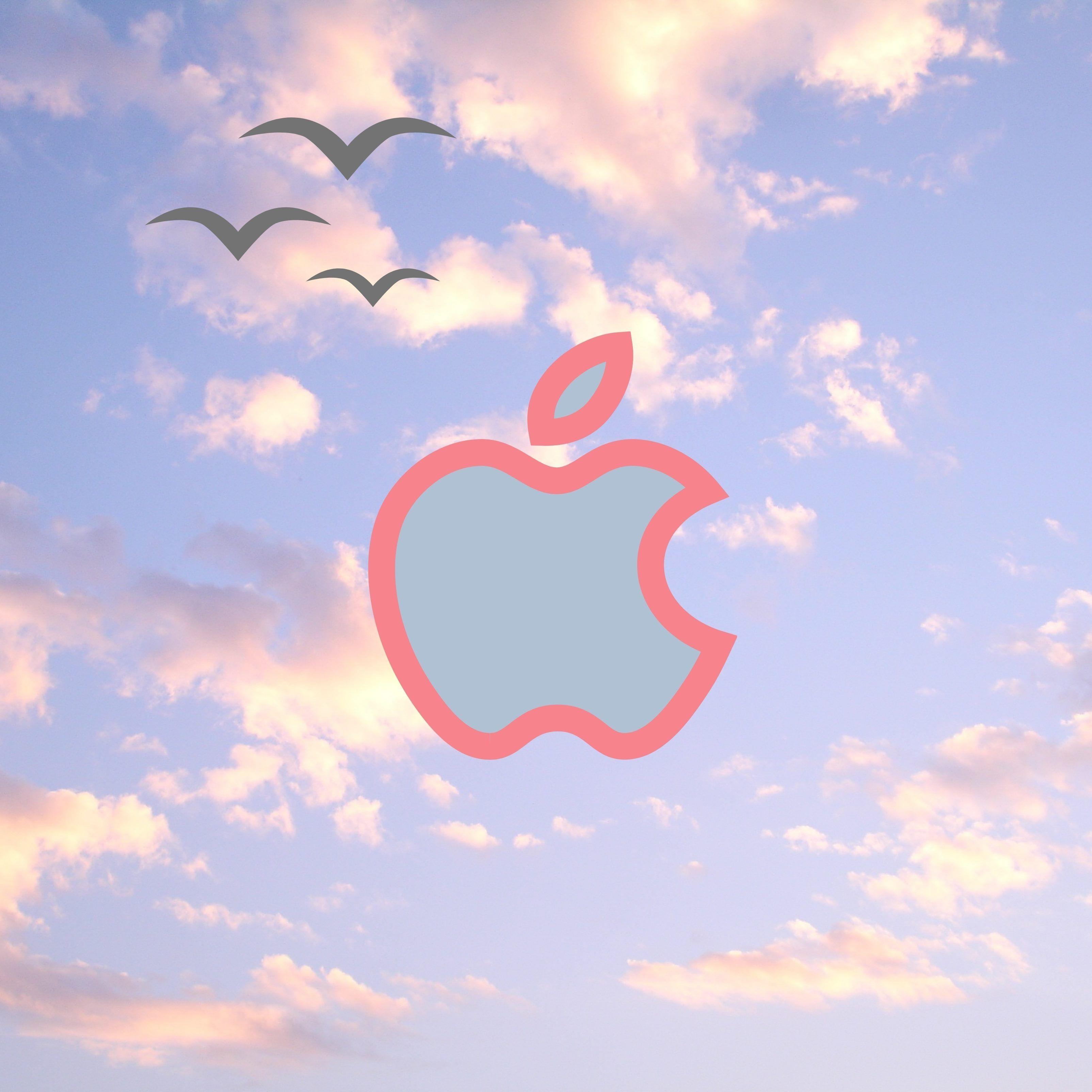 3208x3208 Apple Logo Pink Blue Sky Clouds Birds iPad Wallpaper iPad Wallpaper 4k iPad Wallpaper 5k free download iPad Pro, iPad Mini, iPad Air, iOS, iPadOS, Parallax, iPad retina Wallpaper
