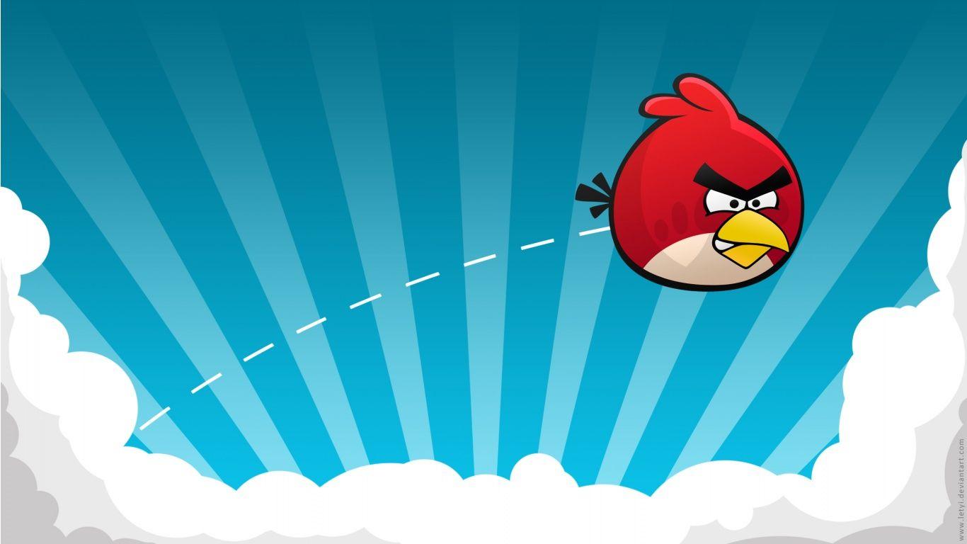 1366x768 HD Wallpaper. Epic Desktop Background: Angry Birds Game Blue Vector Sky Clouds