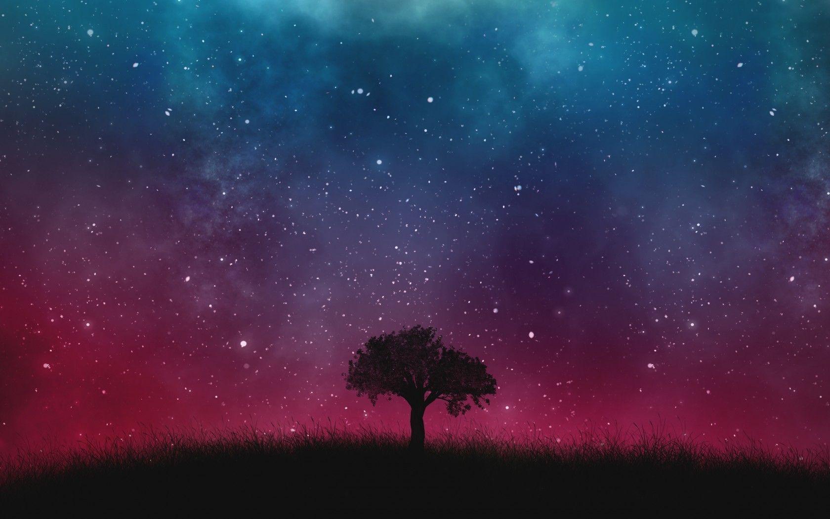 1680x1050 Galaxy Tree Wallpaper